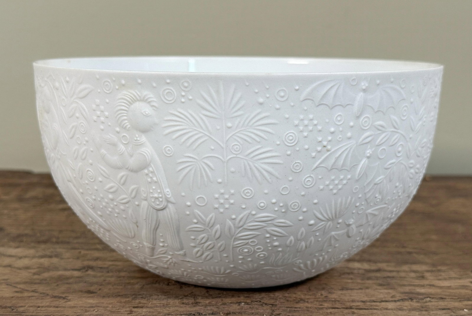 Rosenthal Studio Line Bjorn Wiinblad White Relief Porcelain Bowl Folklore Motif - 2