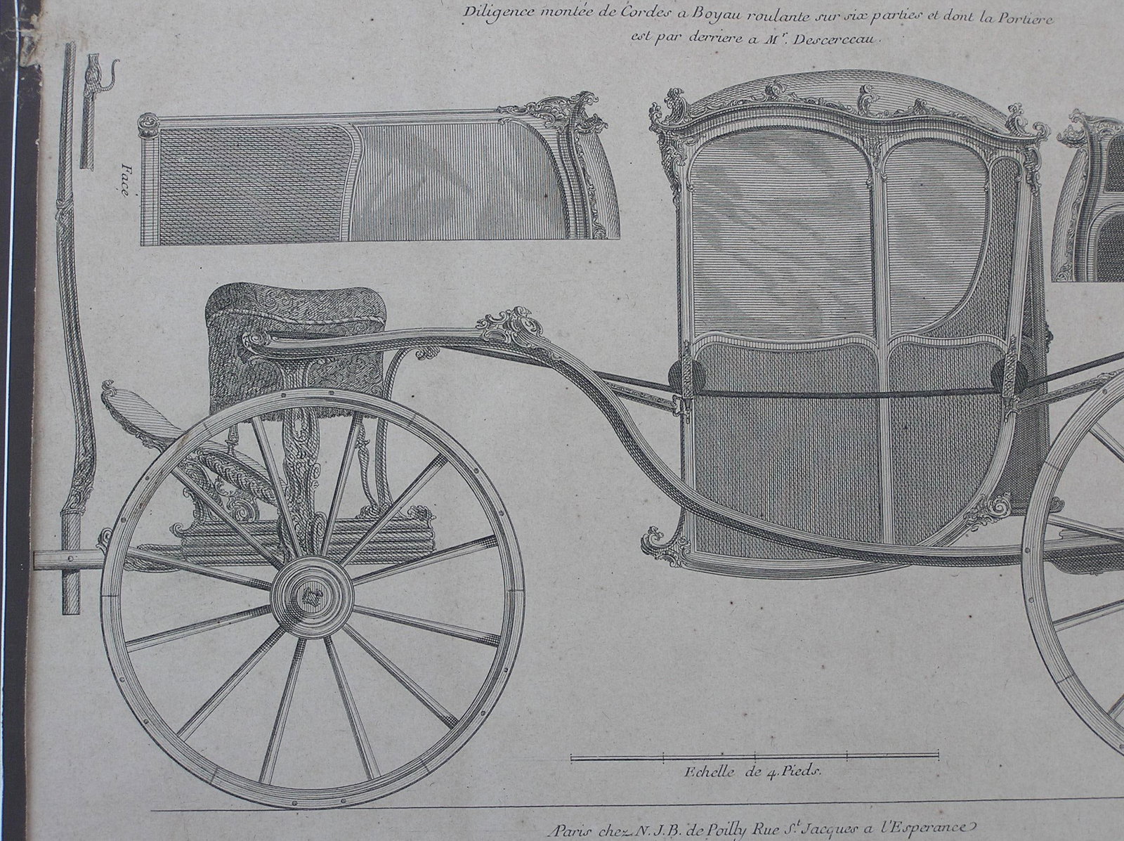 18th French Baroque Engraving Horse Carriage, Jacques l'Esperance Co. Equestrian, Engineering, Archi - 2