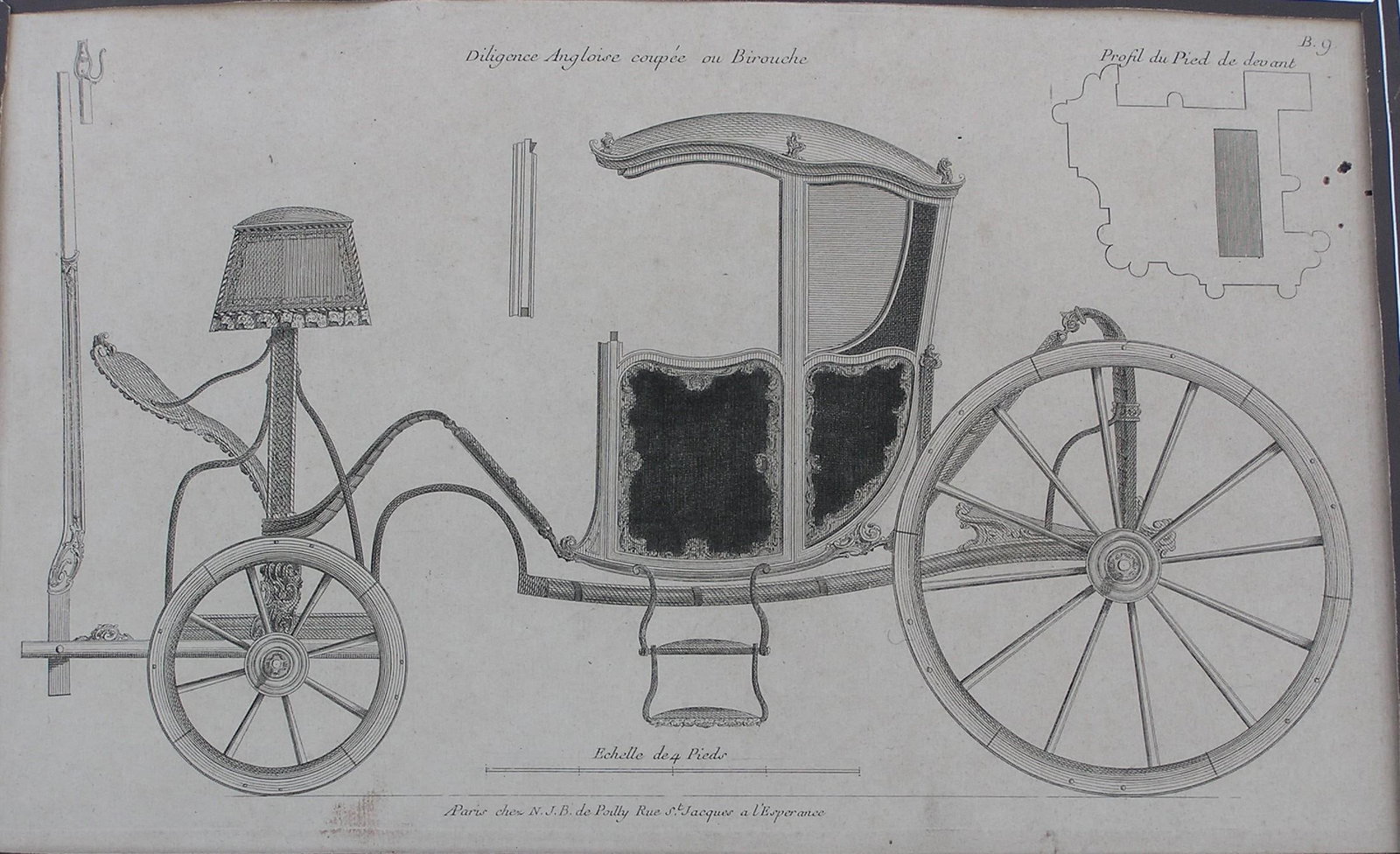 18th French Baroque Engraving Horse Carriage, Jacques l'Esperance Co. Equestrian, Engineering, Archi - 2