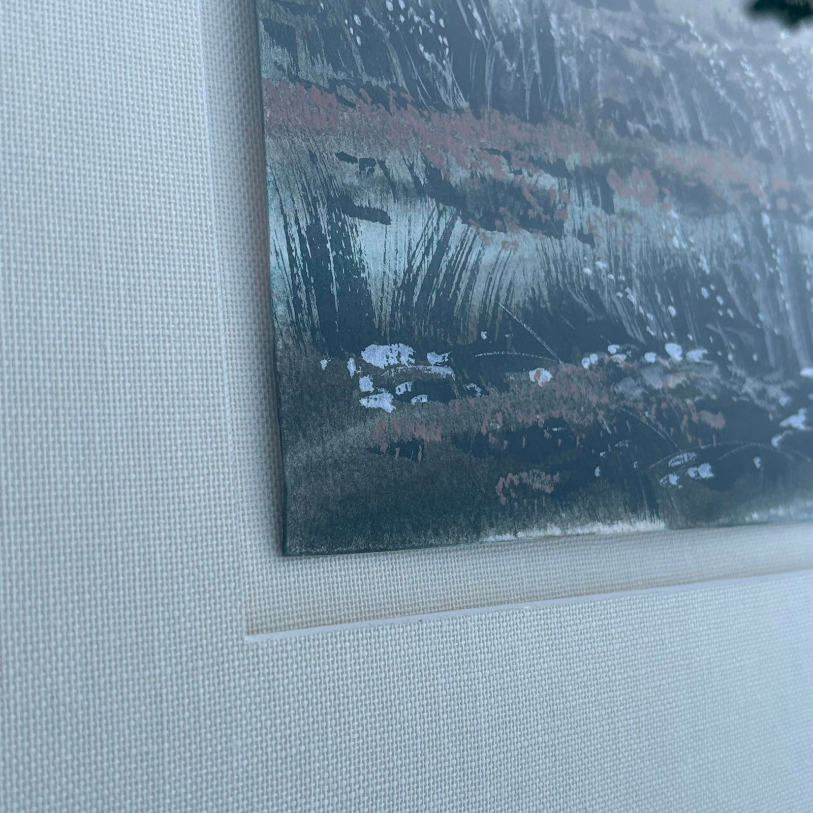 1990s Winter Landscape Barn Sunset Watercolor Painting By: Fambe? Framed, Linen Matting - 9