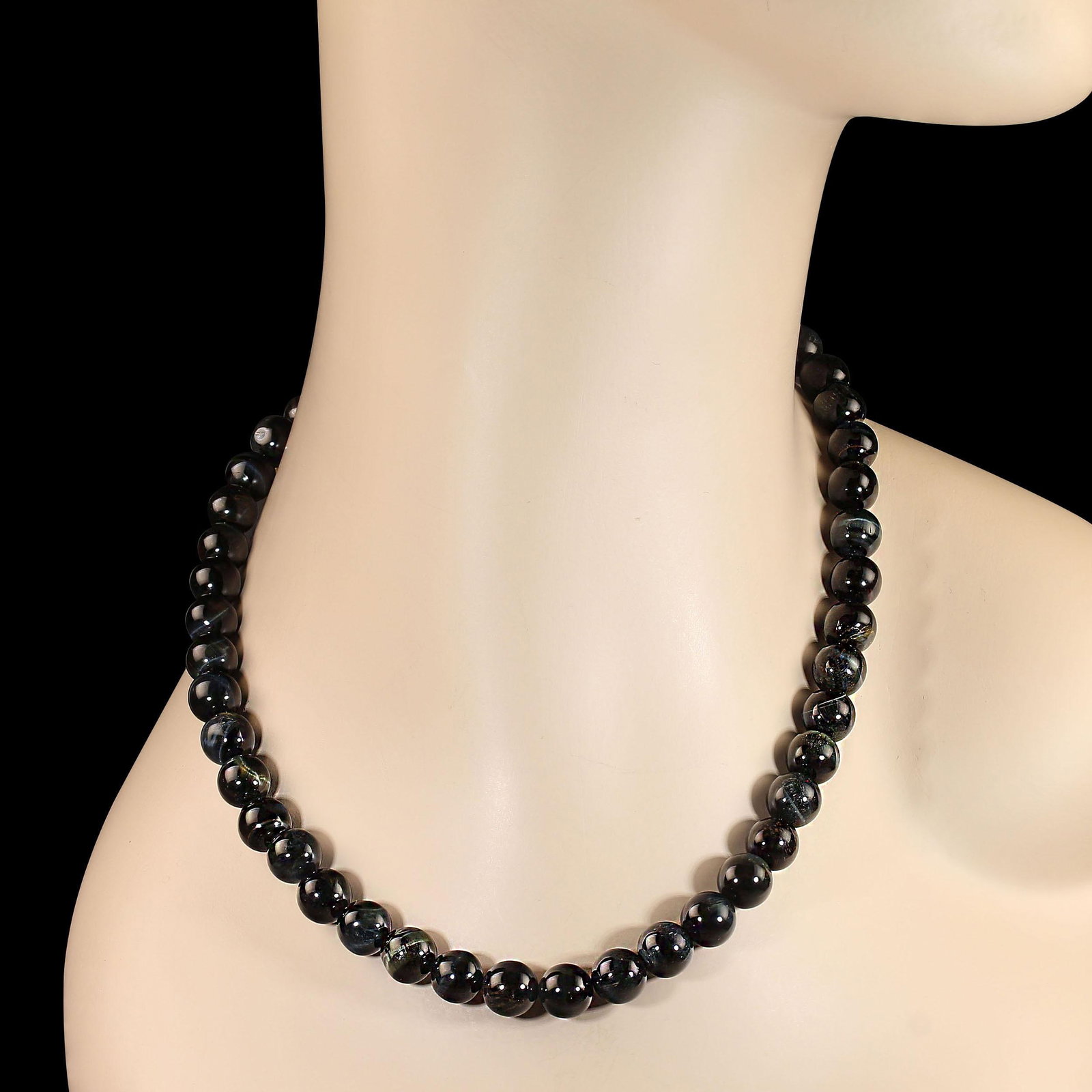 Ajd 17 Inch Optical Gray/Blue Tiger's Eye 10 MM Necklace - 2