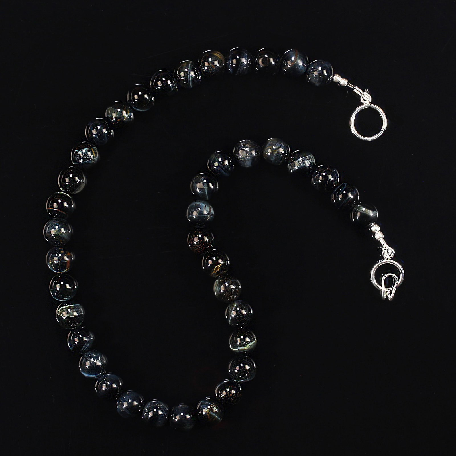 Ajd 17 Inch Optical Gray/Blue Tiger's Eye 10 MM Necklace - 3