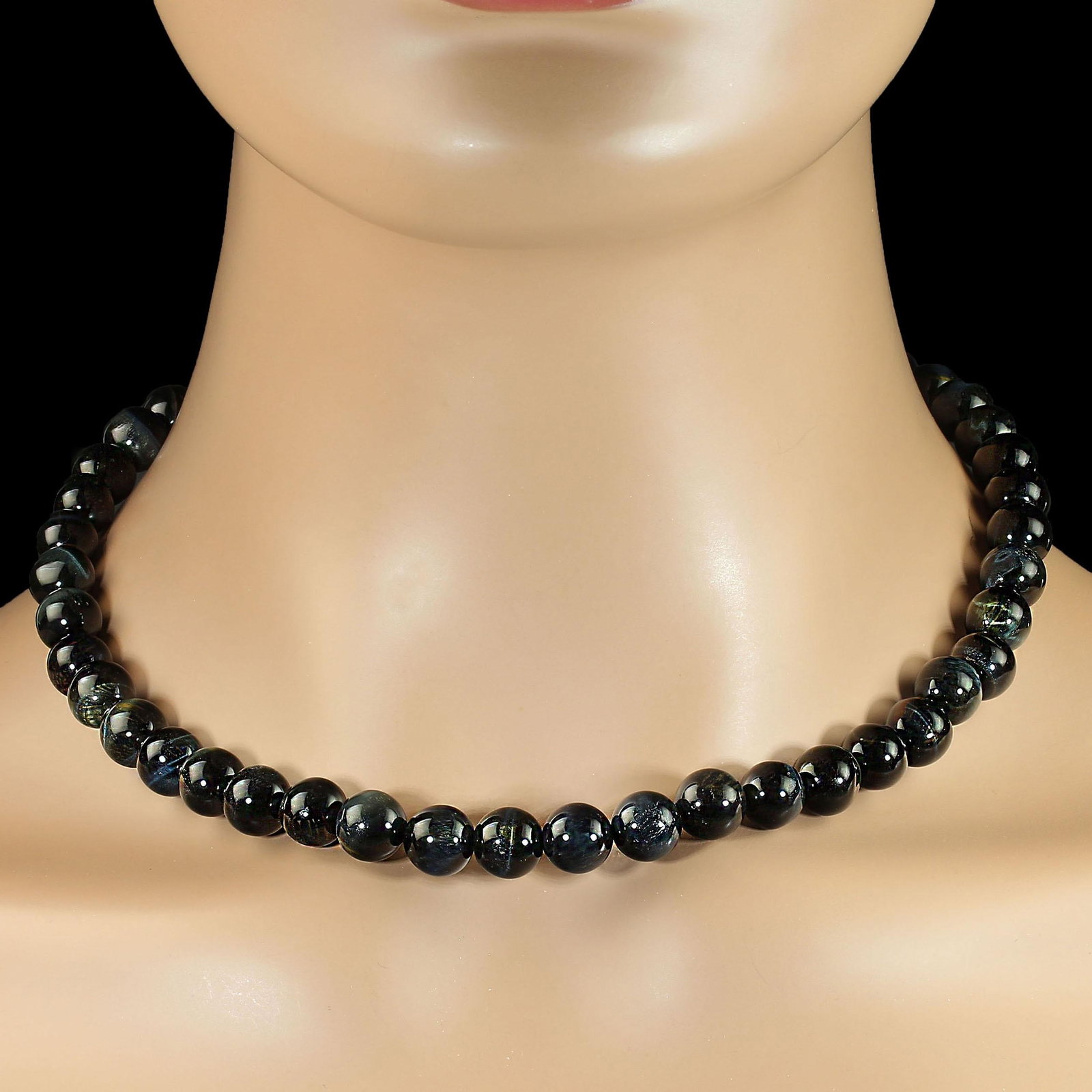 Ajd 17 Inch Optical Gray/Blue Tiger's Eye 10 MM Necklace - 5