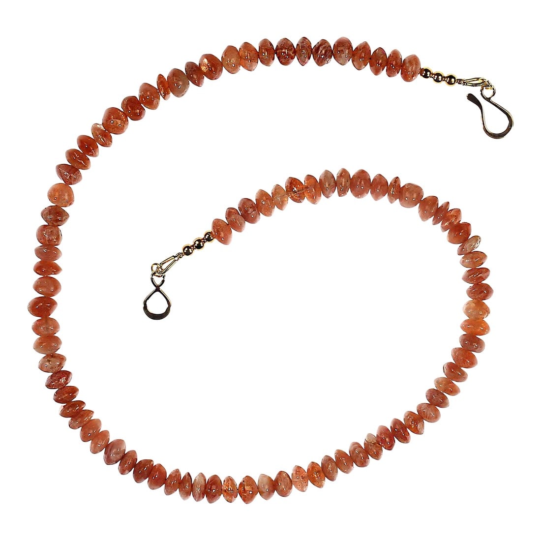 Ajd 16 Inch Sparkling Sunstone Rondel Necklace Great Gift: This 16"‘inch Sunstone rondel necklace glows with natural warmth, featuring smooth, rounded 7"¯mm flat rondels that shimmer with every movement. Each Sunstone bead reflects rich earth"̵