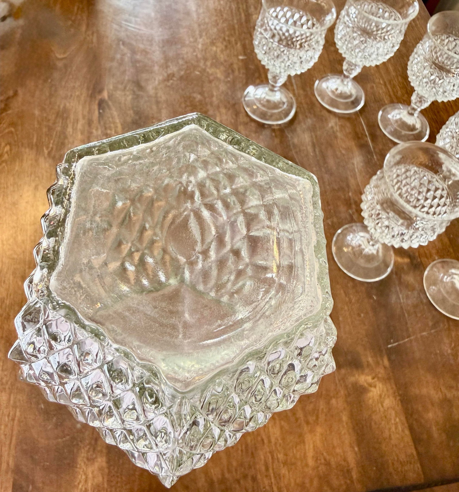 Early 20th Century Glass Decanter Set With Six Stemmed Goblets - 8