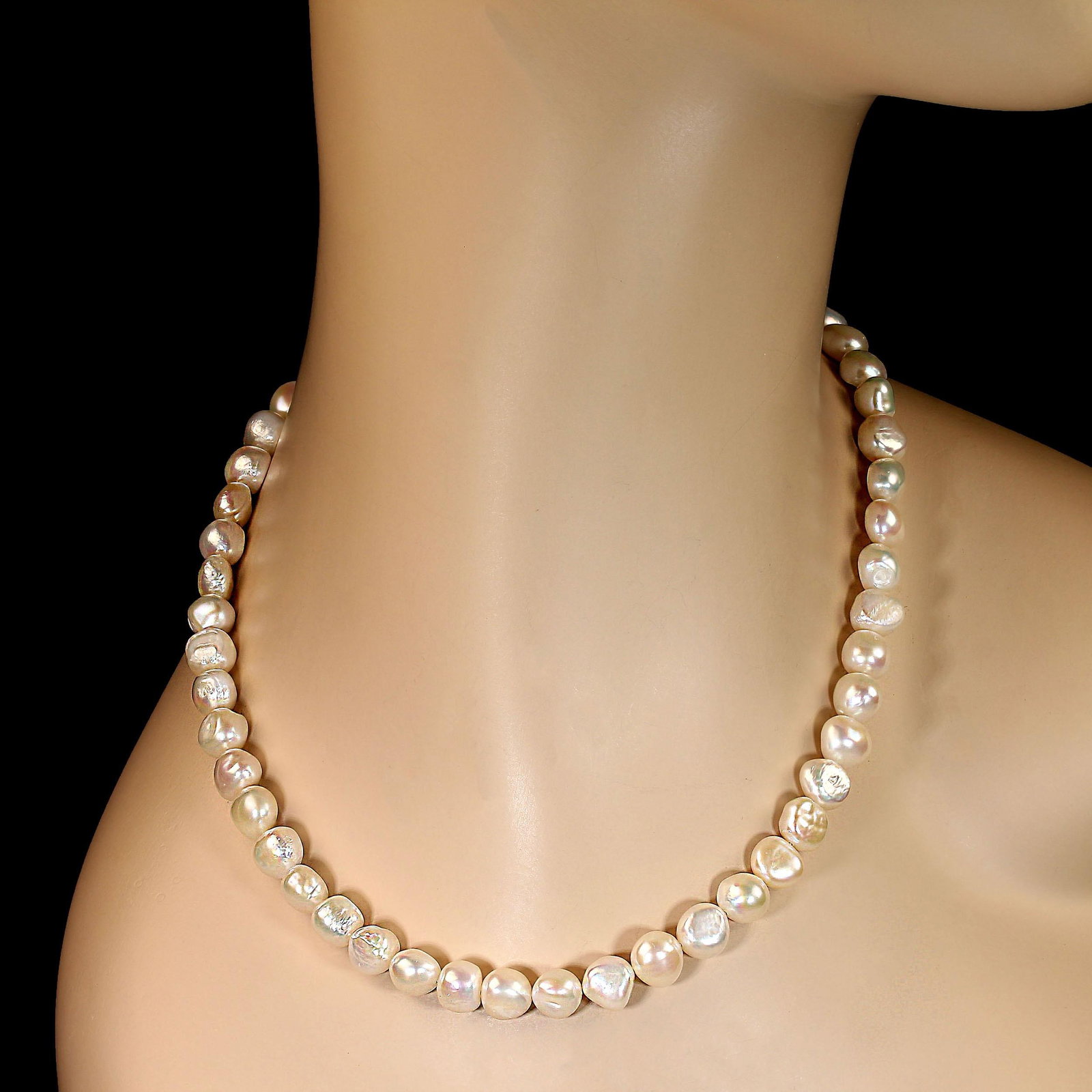 Ajd 17 Inch Creamy White Double Shine Pearl Necklace June Birthstone - 3