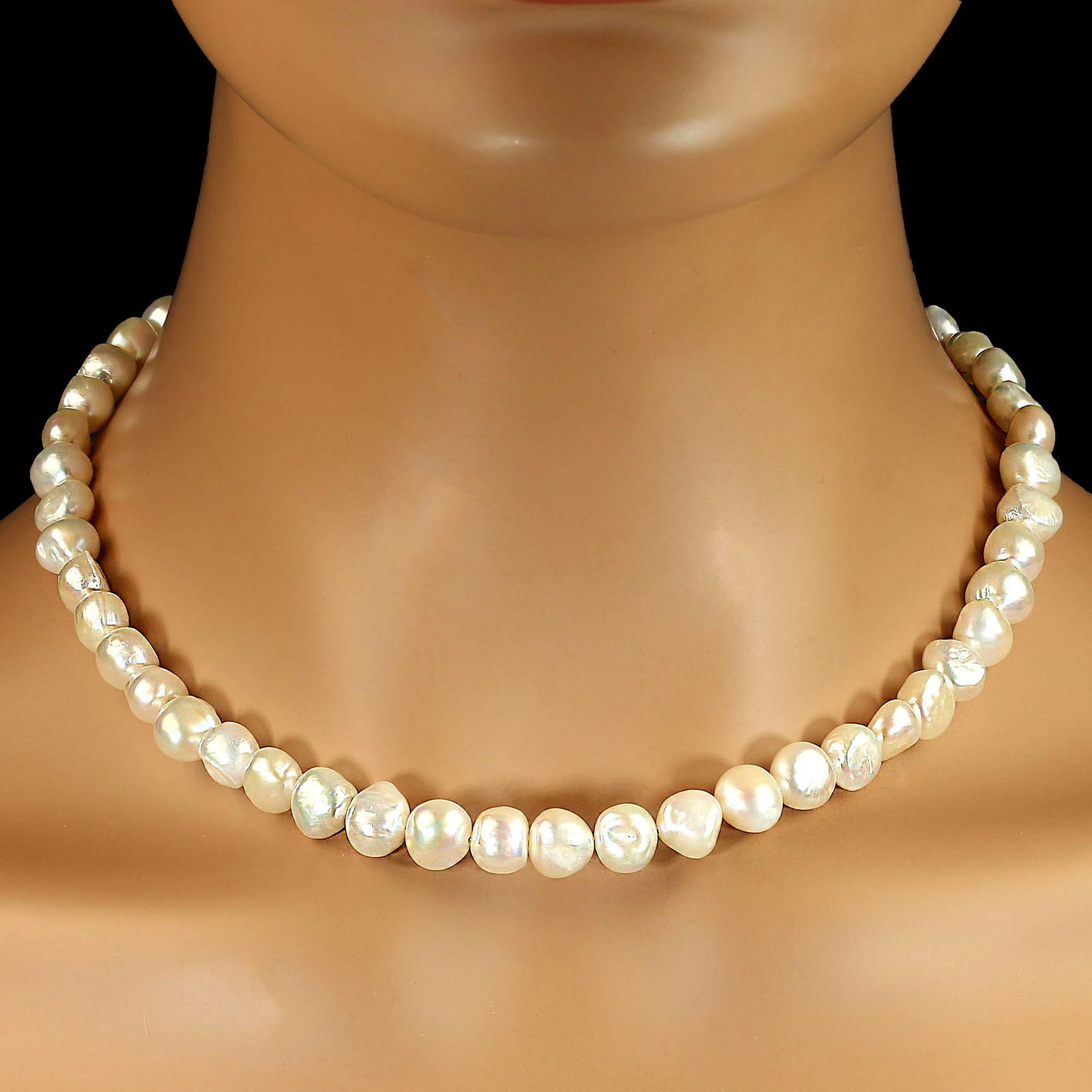 Ajd 17 Inch Creamy White Double Shine Pearl Necklace June Birthstone - 4