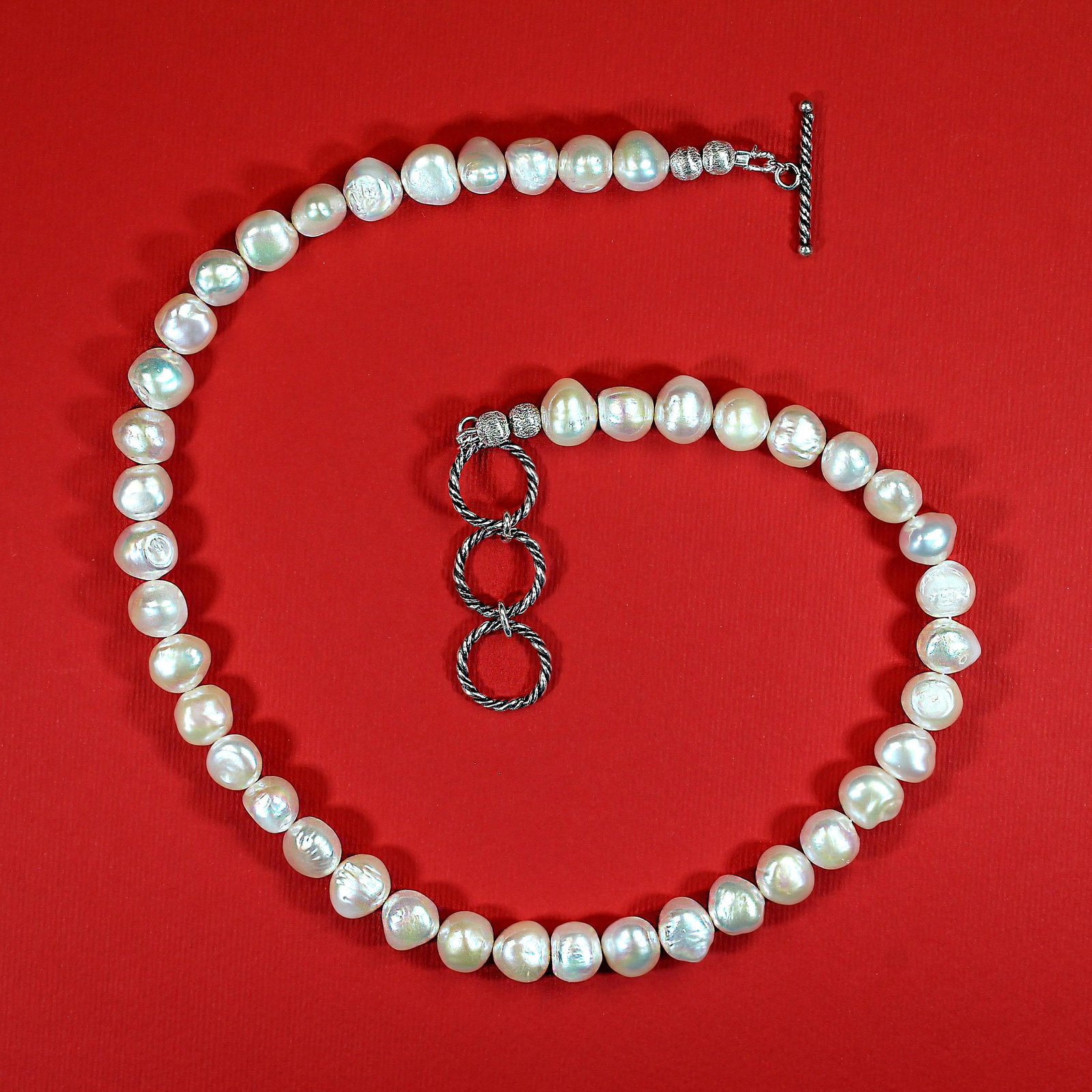 Ajd 17 Inch Creamy White Double Shine Pearl Necklace June Birthstone - 5