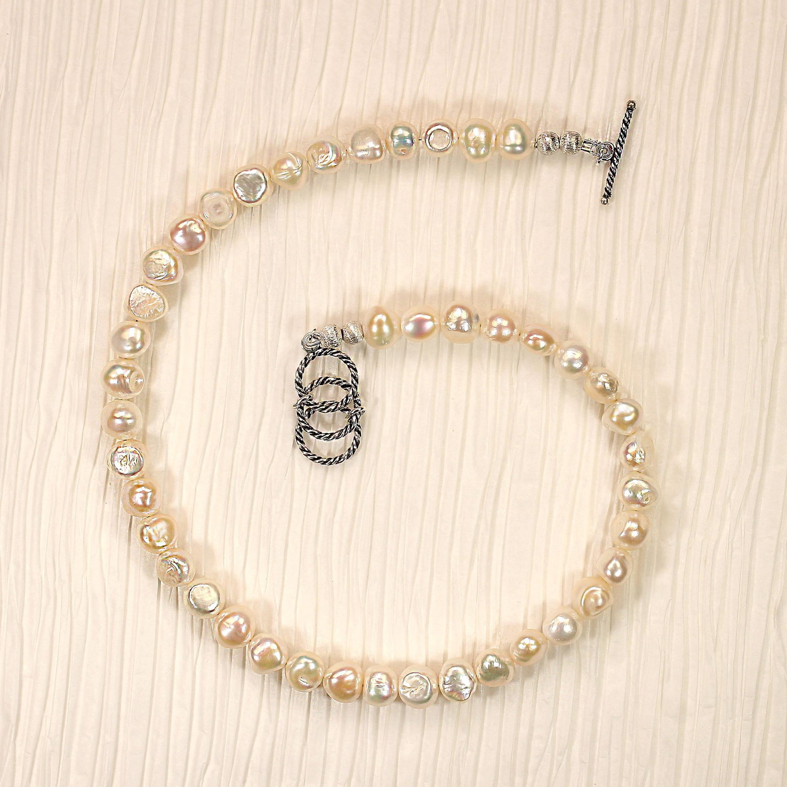 Ajd 17 Inch Creamy White Double Shine Pearl Necklace June Birthstone - 6