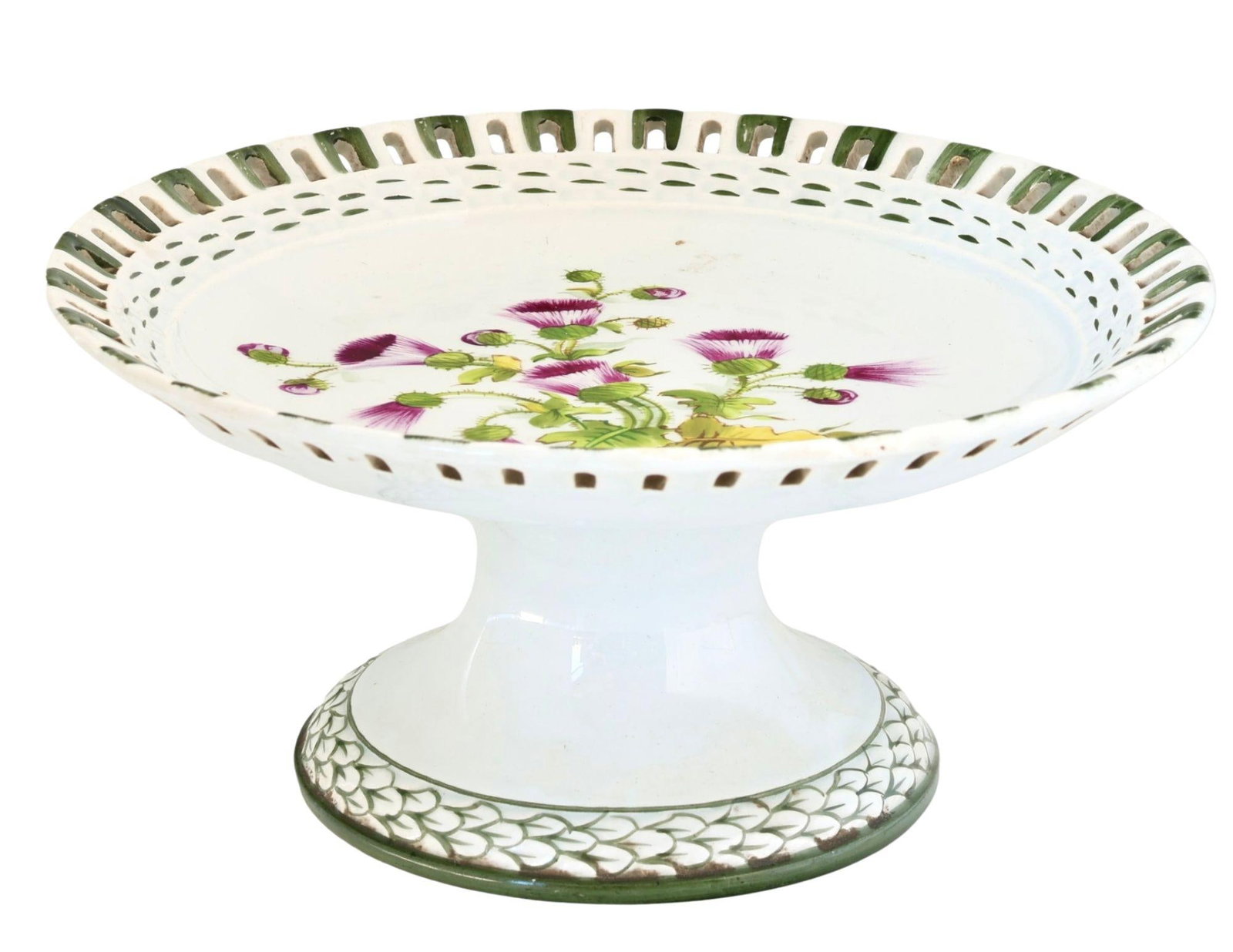 Antique French Luneville Floral Dessert Set With Cake Stand - 2