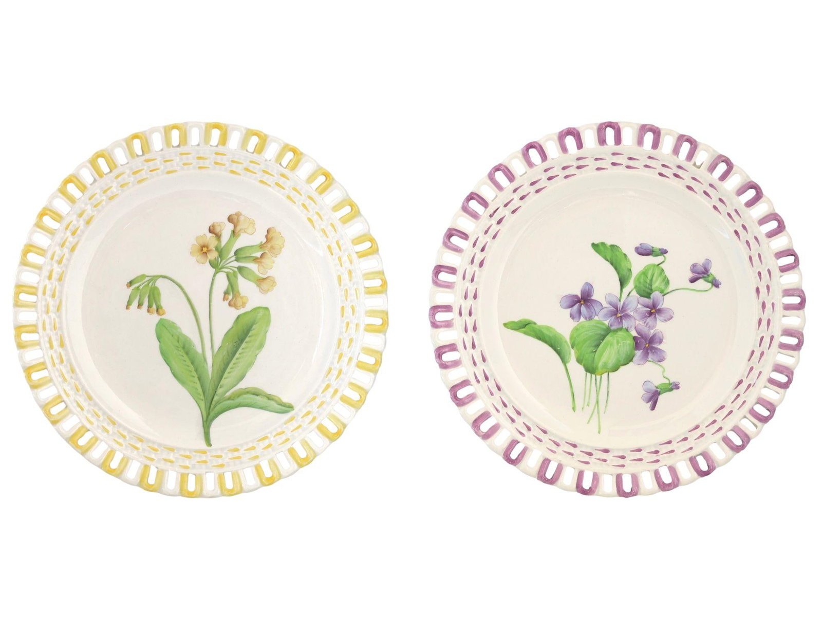 Antique French Luneville Floral Dessert Set With Cake Stand - 3