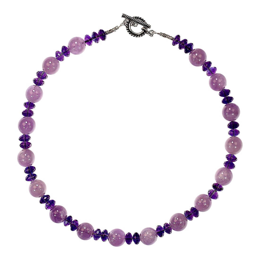 Ajd 17 Inch Amethyst and More Amethyst Necklace February Birthstone: This 17"‘inch amethyst necklace is a radiant celebration of February's beloved birthstone, blending multiple shades and shapes of amethyst into one elegant, eye"‘catching piece. At its