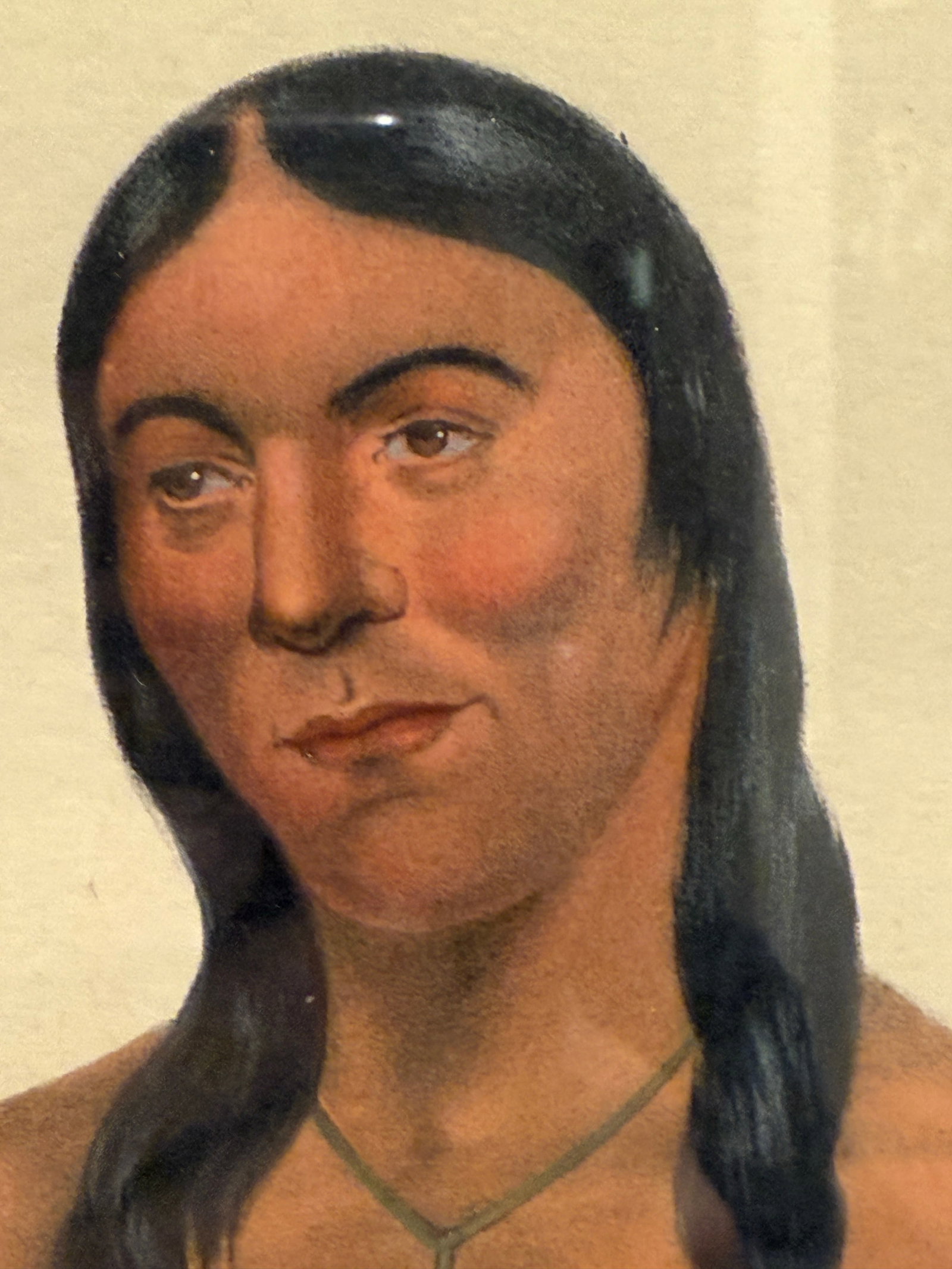 1860s American Heritage Hand-Colored McKenney & Hall Lithograph of Chippeway Chief - 3
