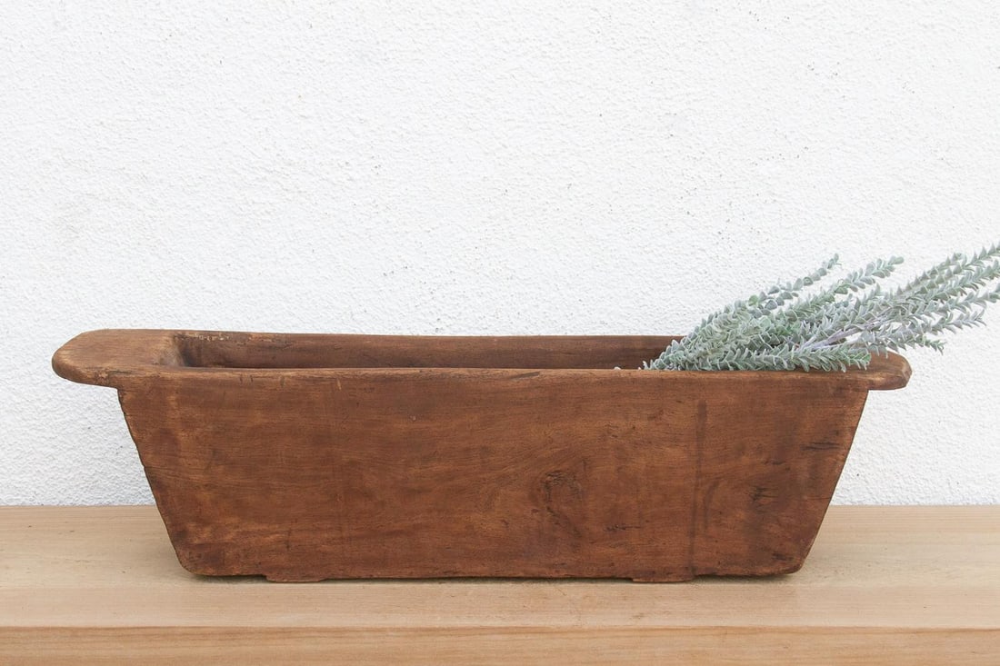 32" Long Rustic Farmhouse Dough Trough - 6