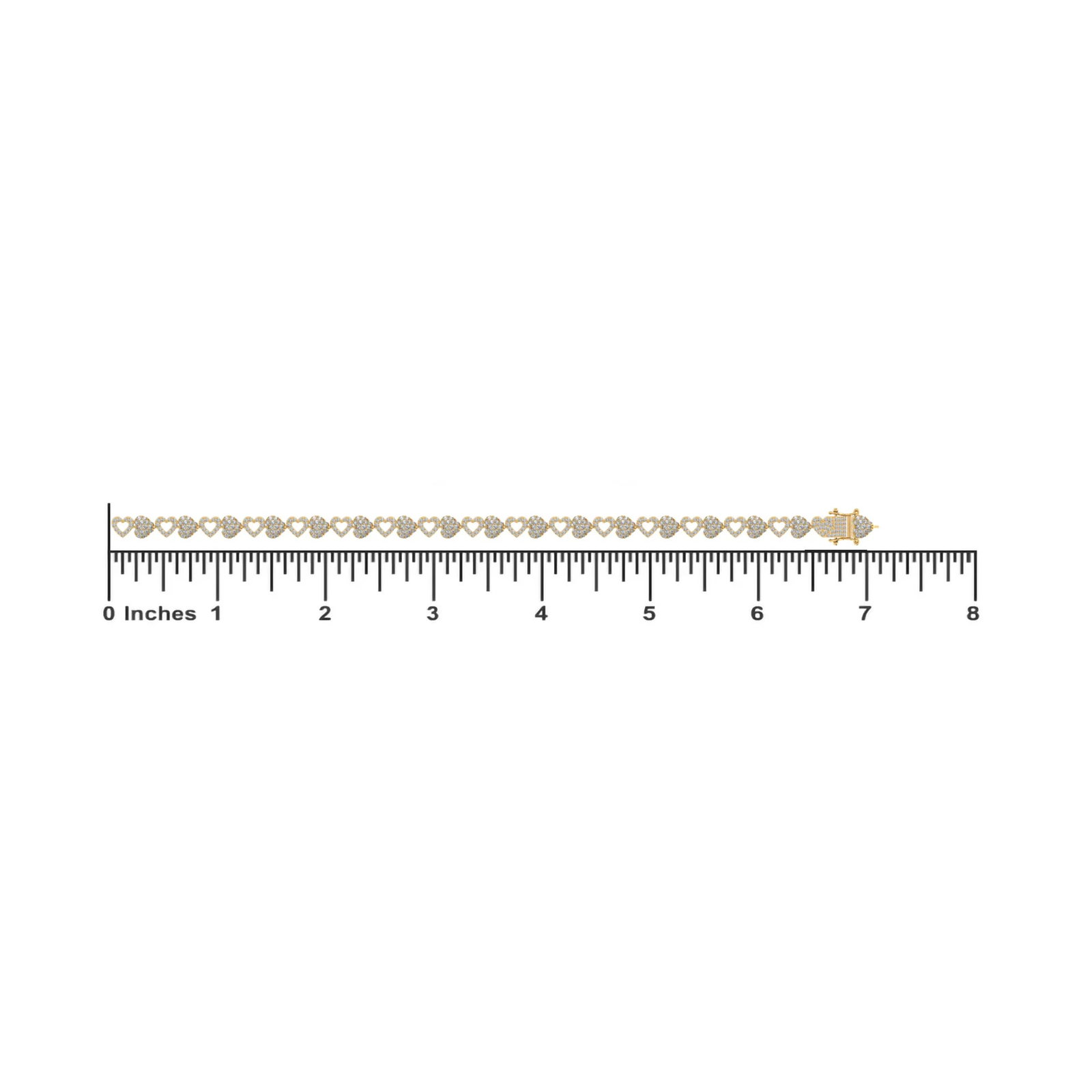 10K Yellow Gold Round Diamond Heart Designer 7 Inch Bracelet 2-1/6 Cttw - 2