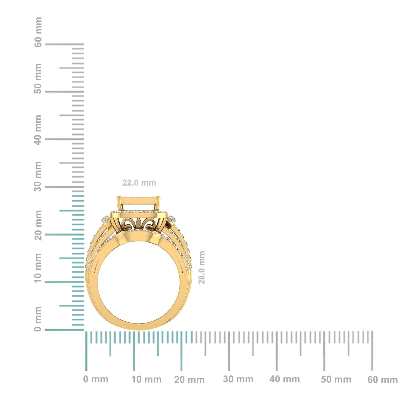 10K Yellow Gold Round Baguette Diamond Womens Sz 7 Designer Bridal Ring 2-3/8 Cttw - 2