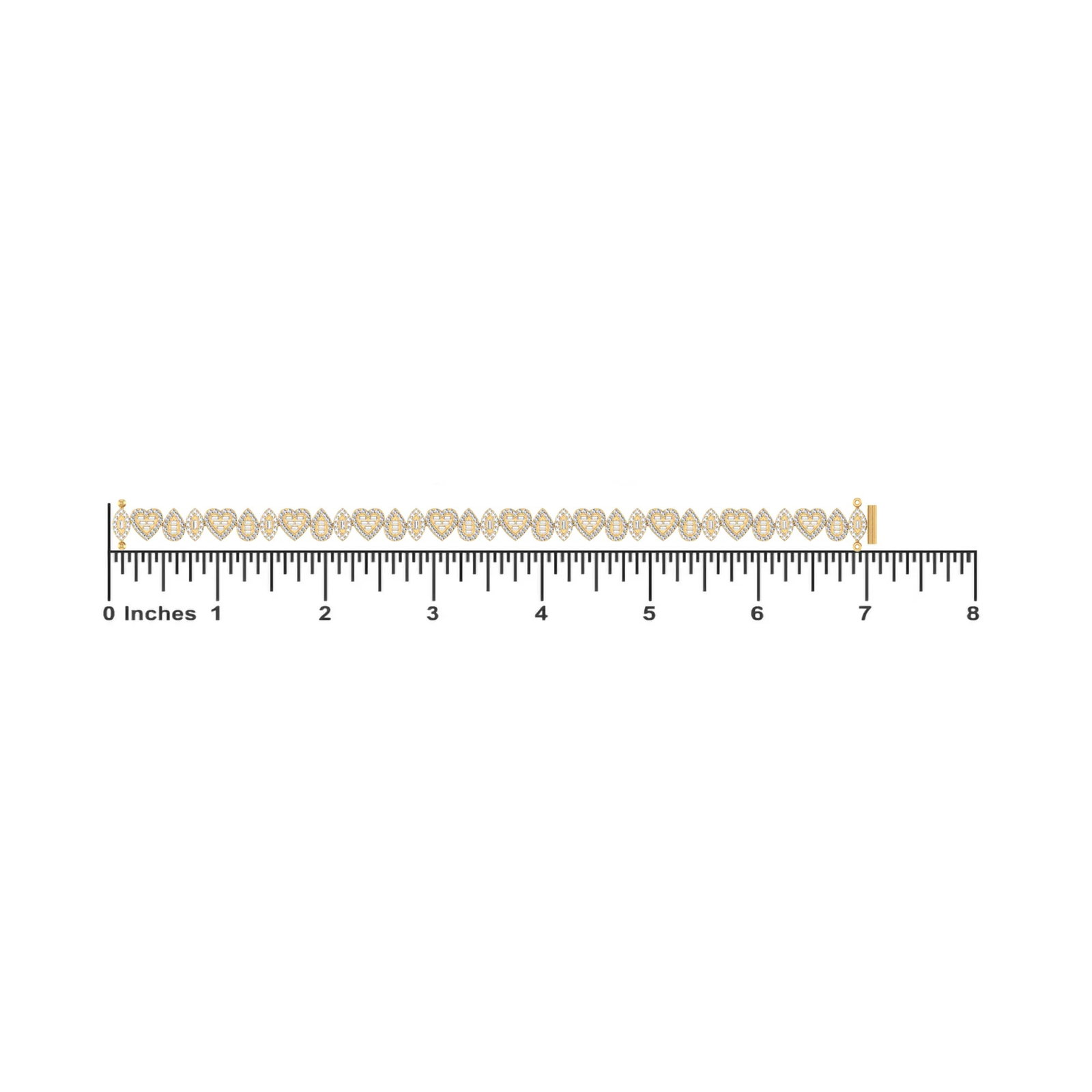 10K Yellow Gold Round Baguette Diamond Designer 7 Inch Bracelet 2-3/8 Cttw - 2