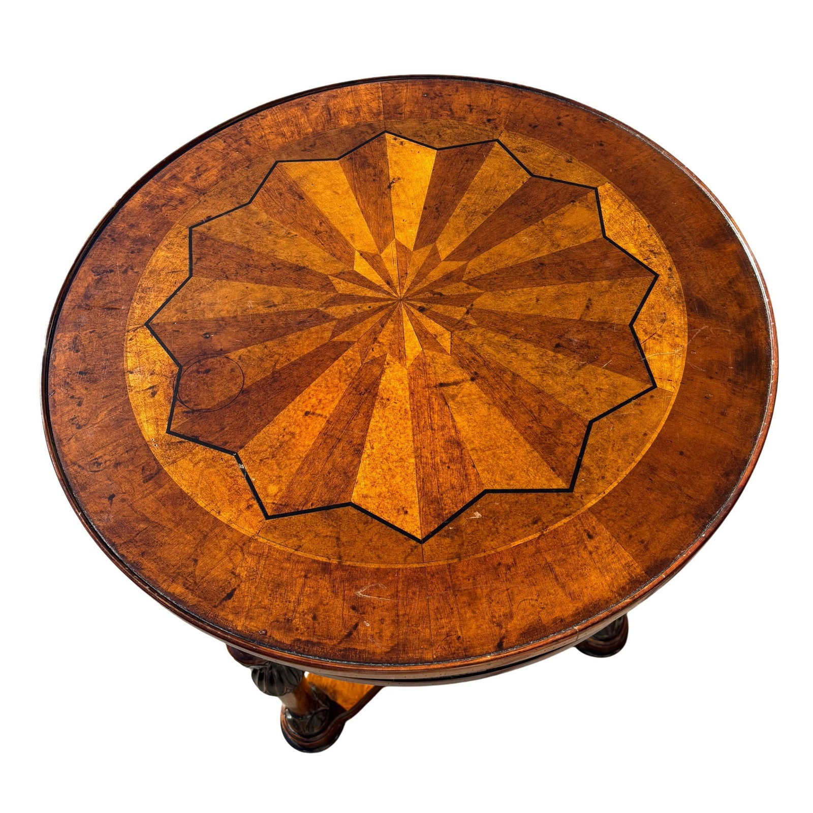 Regency Revival Mahogany Inlaid Side Table With Drawer & Triangular Base - 2