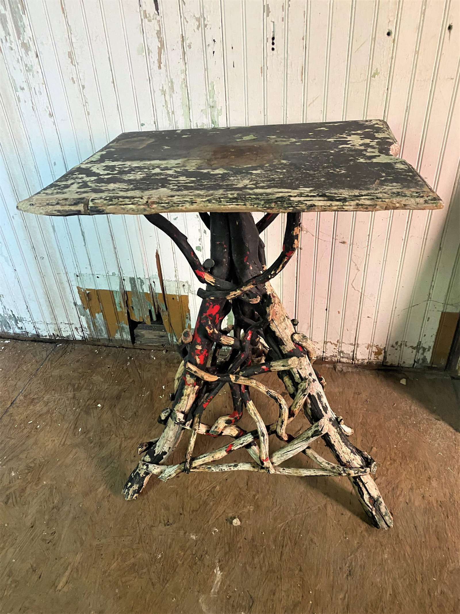 19th C Adirondack Handmade Cabin Shabby Chic Twig Vine Plant Stand Lamp Table - 3