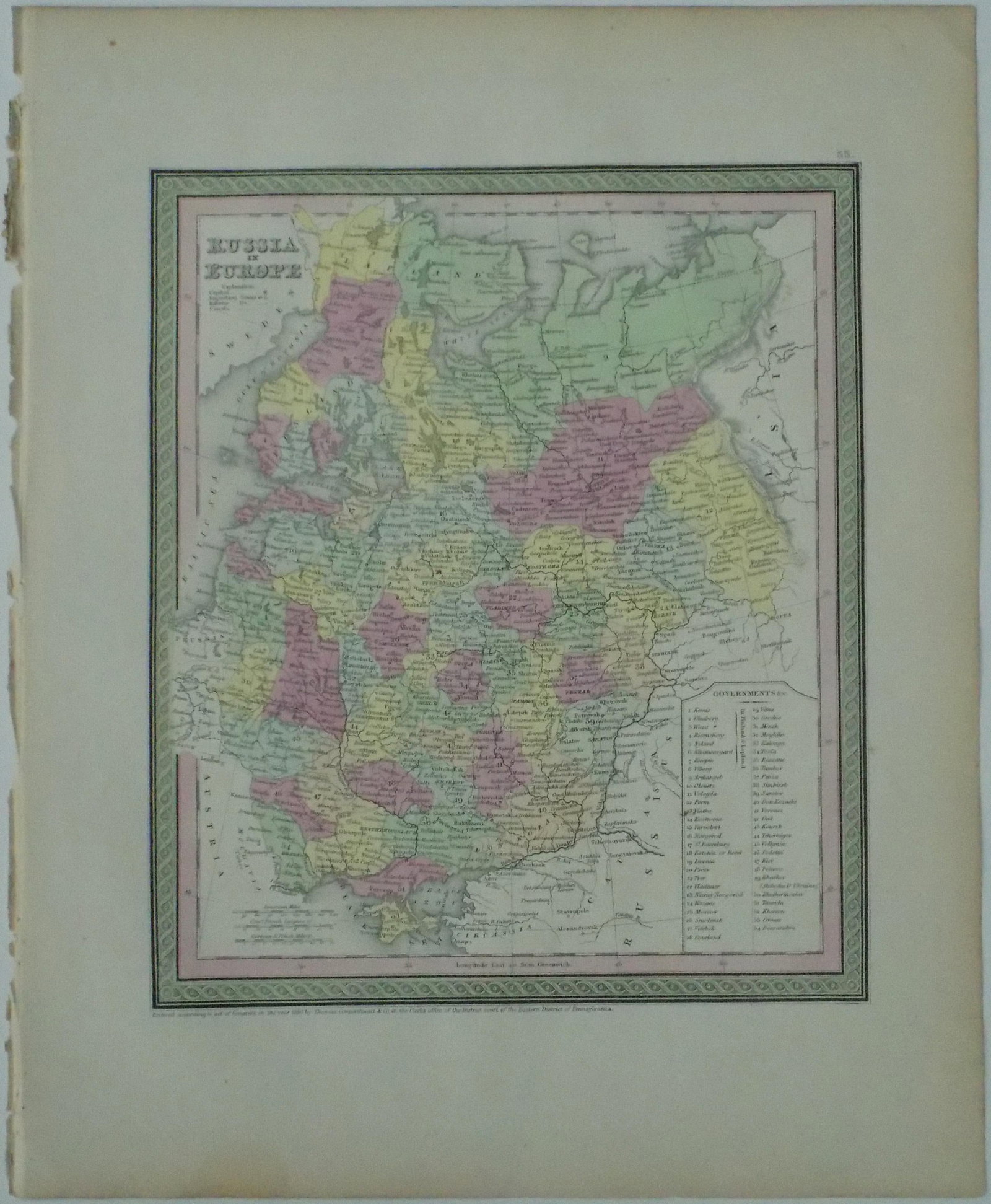Map of Russia in Europe by Cowperthwait, 1850 - 2