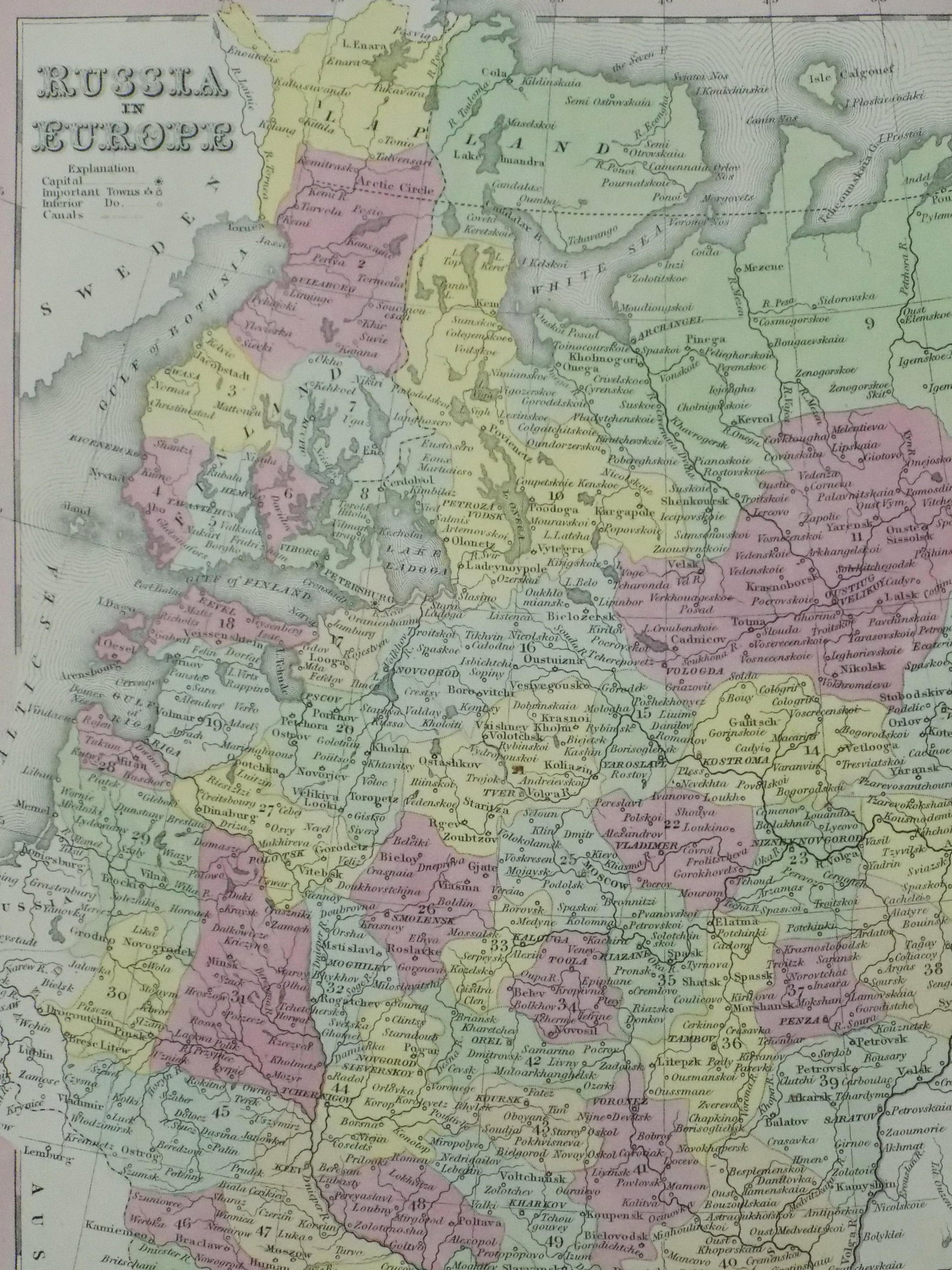Map of Russia in Europe by Cowperthwait, 1850 - 3