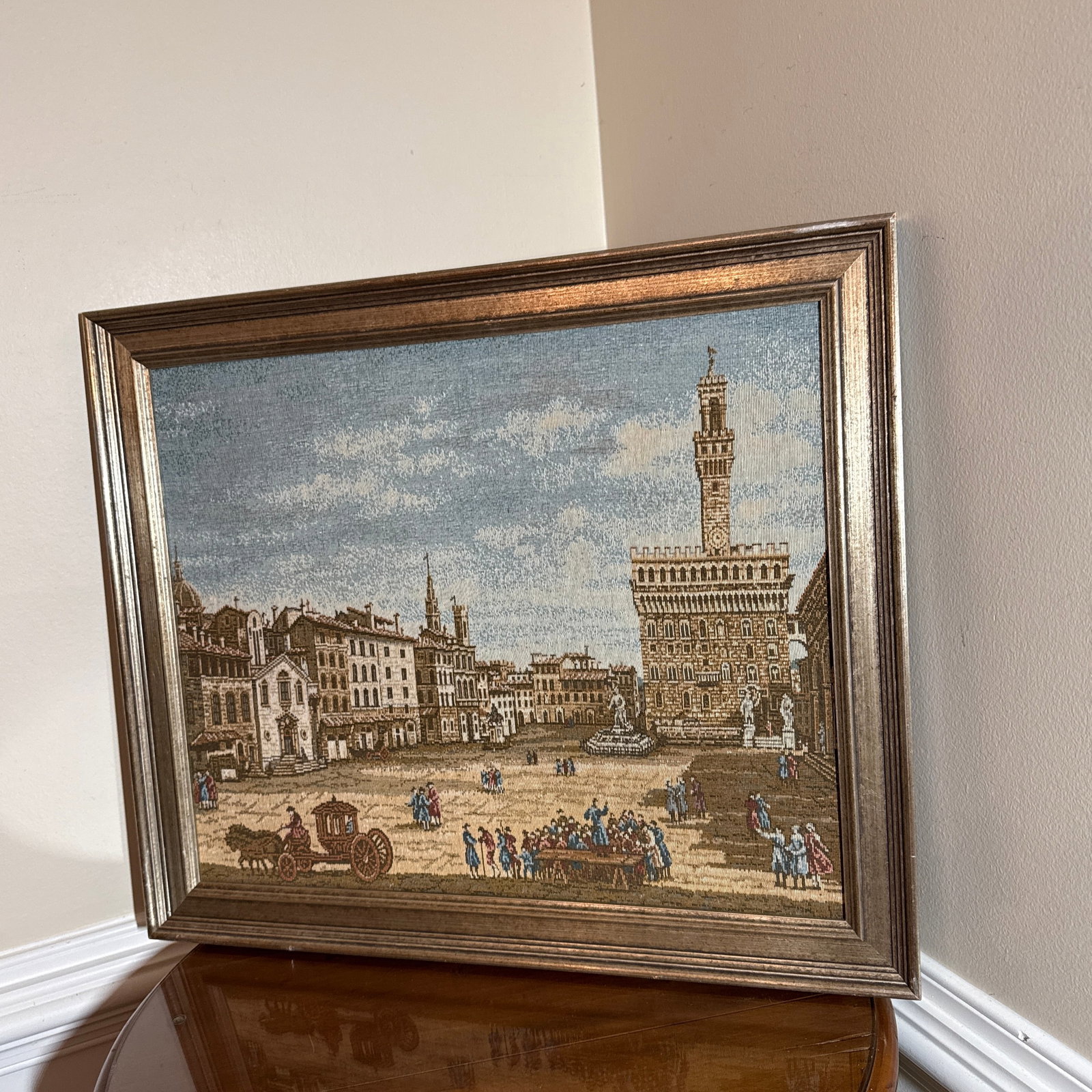 Vintage Italian Framed Needlepoint Textile - 2