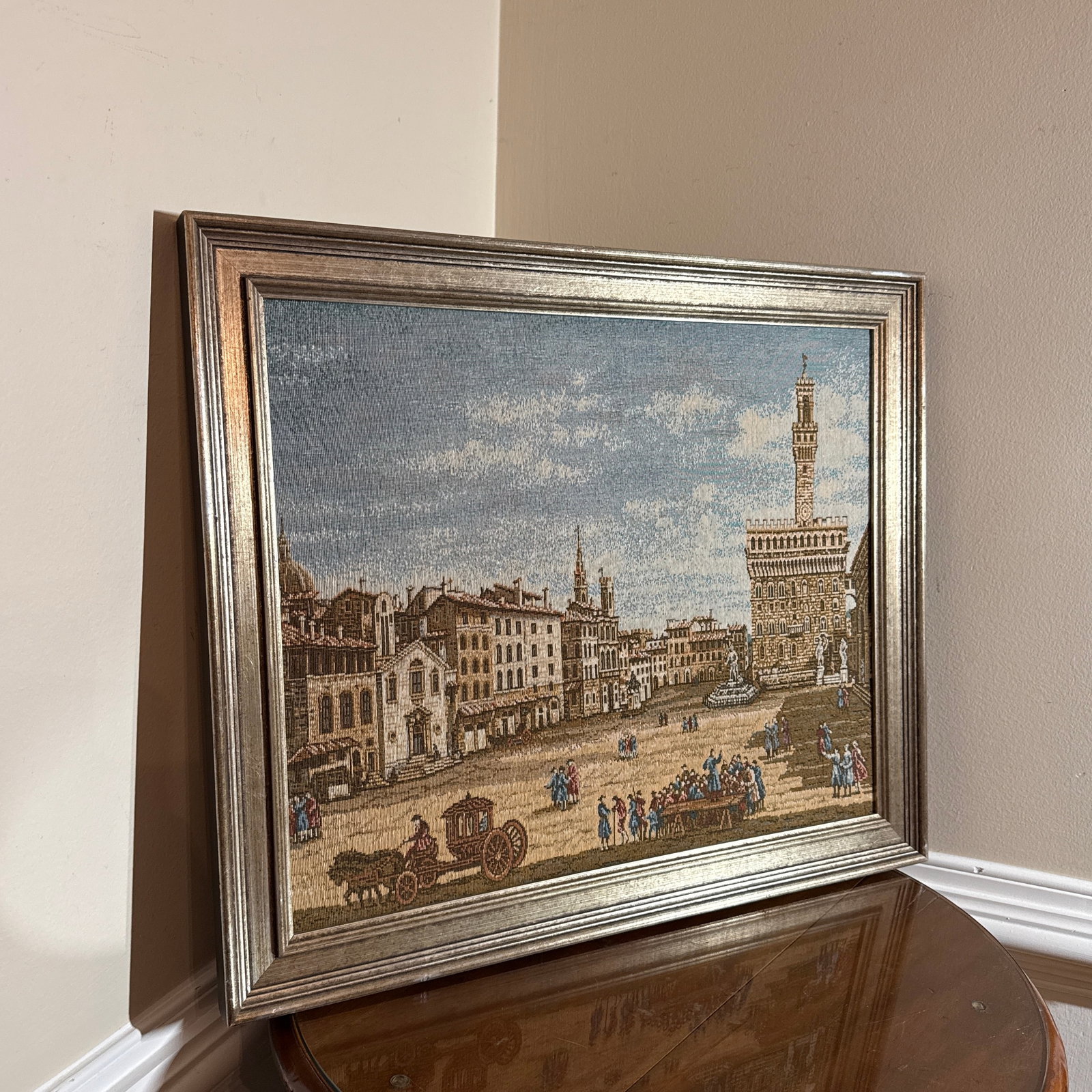 Vintage Italian Framed Needlepoint Textile - 3