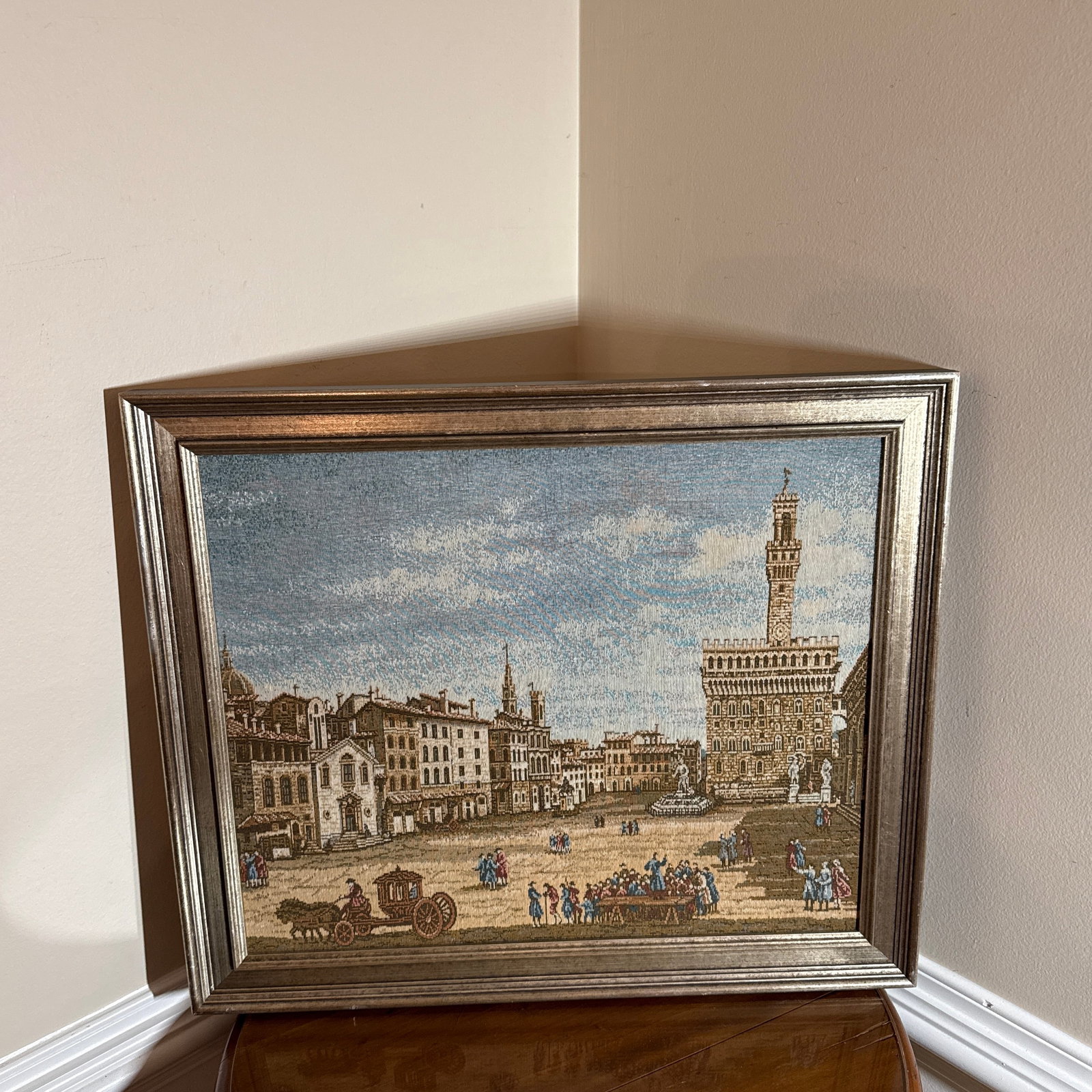 Vintage Italian Framed Needlepoint Textile - 4