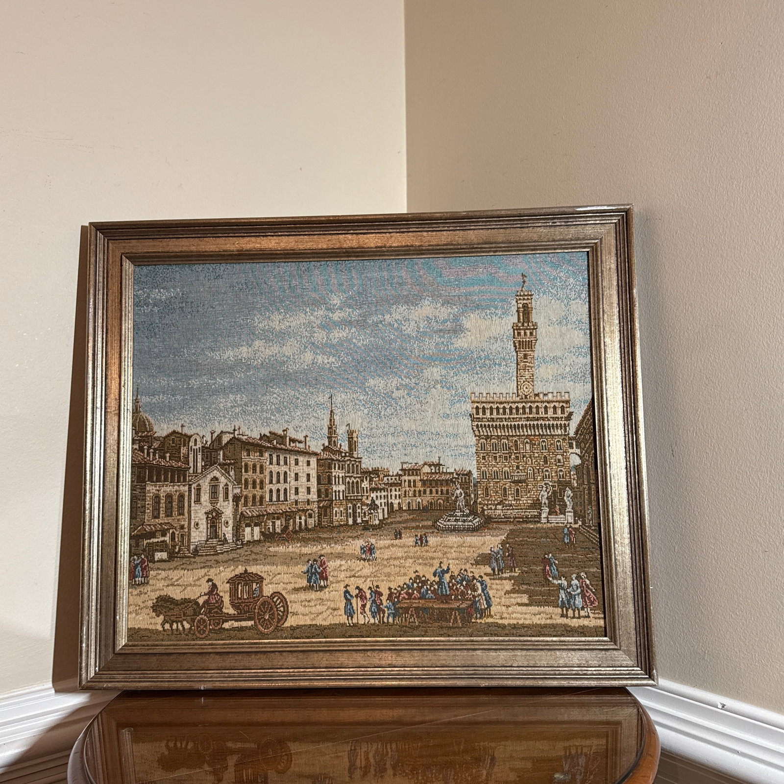 Vintage Italian Framed Needlepoint Textile - 7
