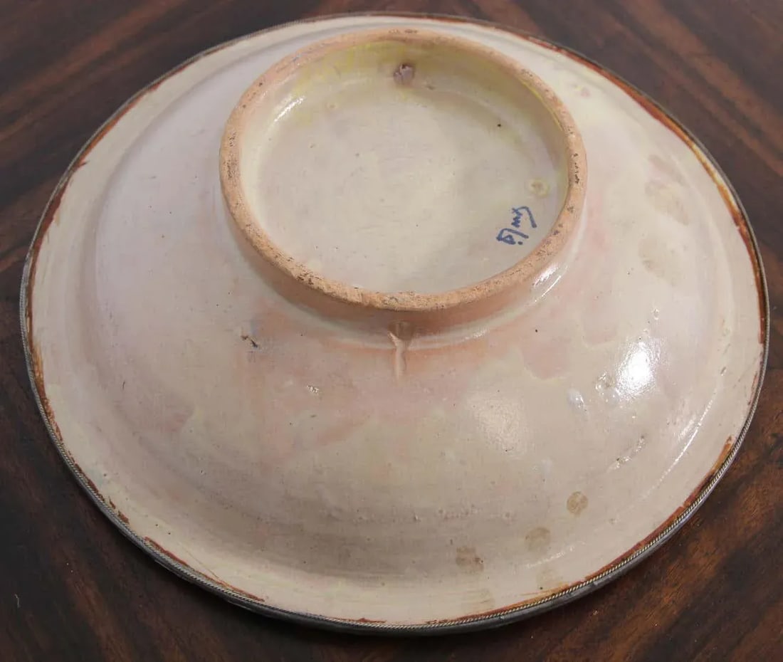 Moroccan Blue Ceramic Dish Bowl Adorned With Silver Filigree From Fez - 2