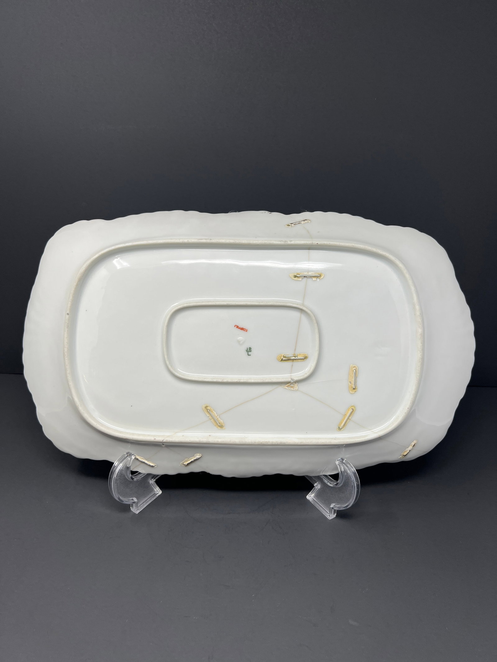 Antique Hand-Painted Limoges Porcelain Charger, Art Nouveau Marine Botanical, France c.1900 - 3