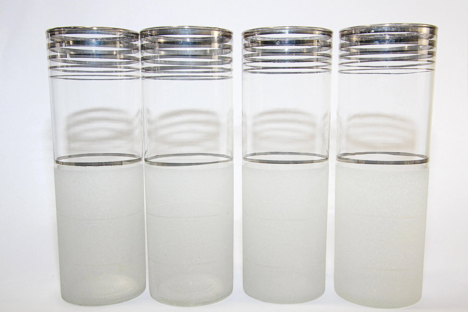 Vintage Frosted & Silver Rim Barware Cocktail Pitcher & Glasses - Set of 5 - 4
