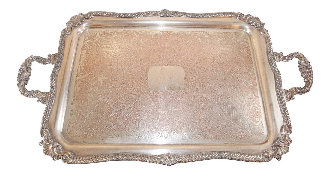 Vintage Large George IV English Style Silver Plate Tray (1 of 12)