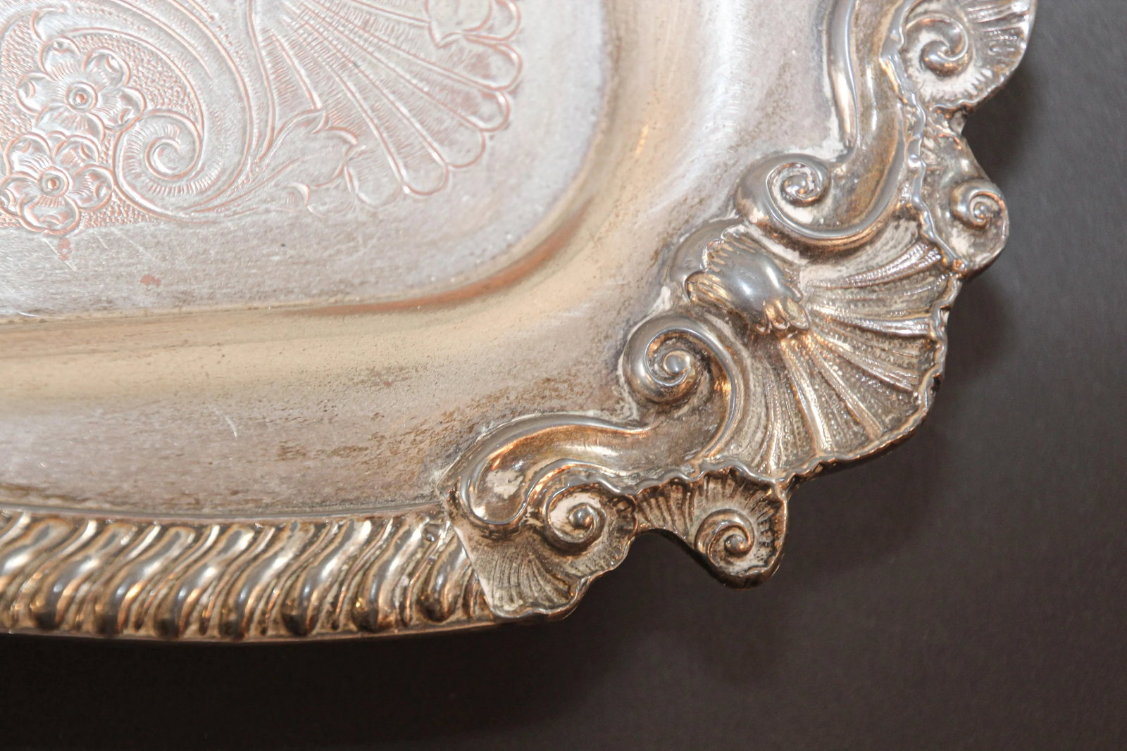 Vintage Large George IV English Style Silver Plate Tray - 2