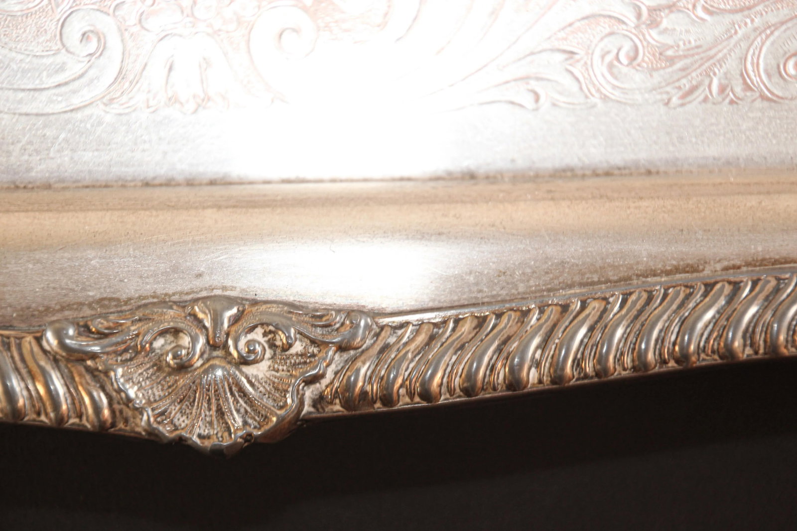 Vintage Large George IV English Style Silver Plate Tray - 3