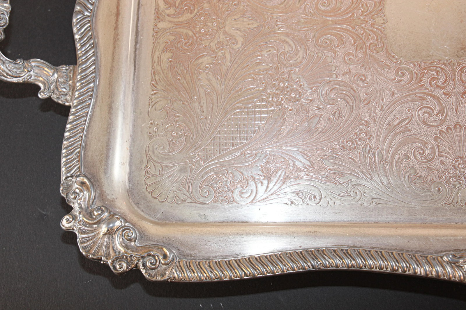 Vintage Large George IV English Style Silver Plate Tray - 7