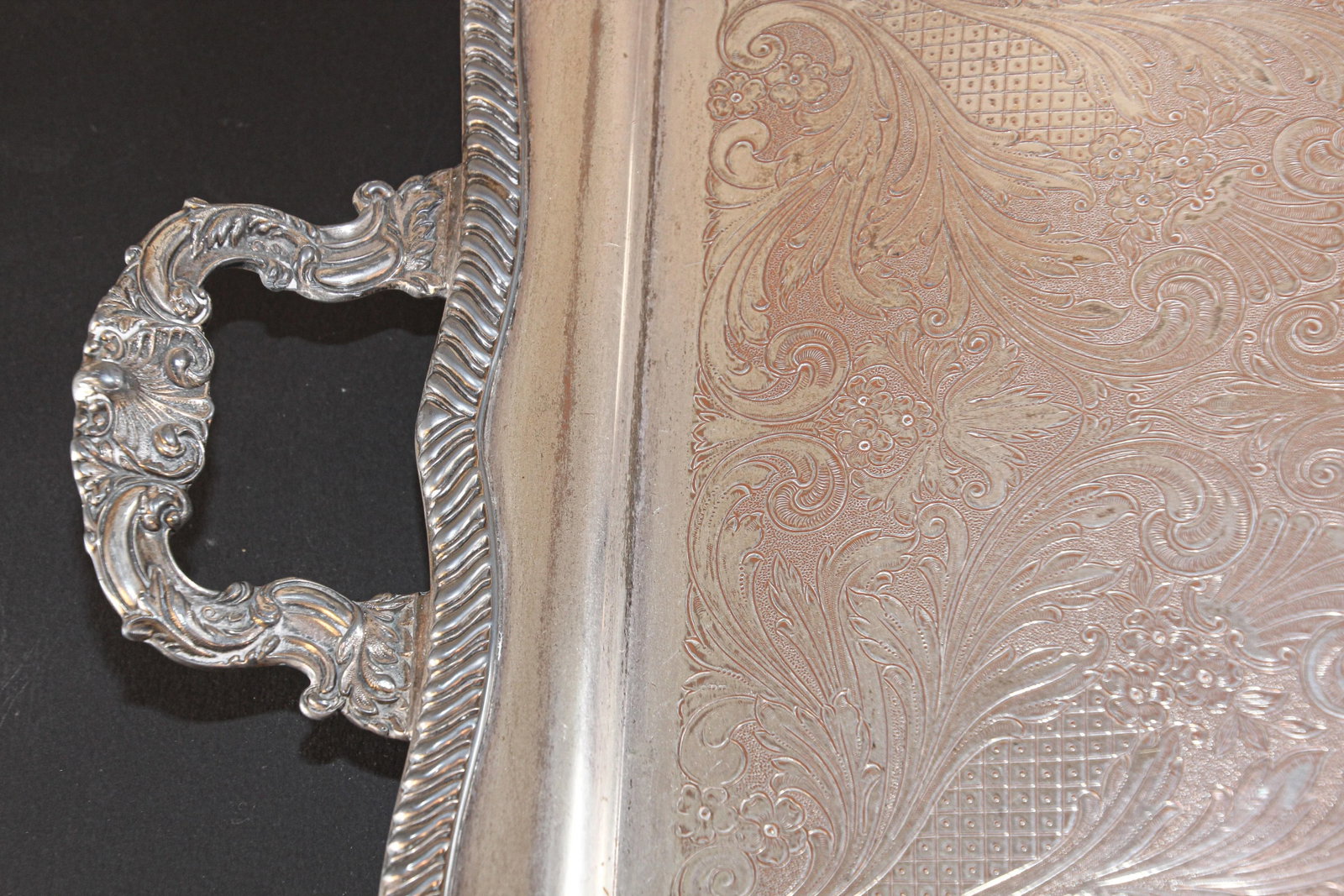 Vintage Large George IV English Style Silver Plate Tray - 8