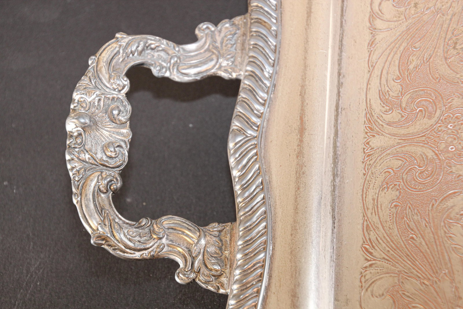 Vintage Large George IV English Style Silver Plate Tray - 9