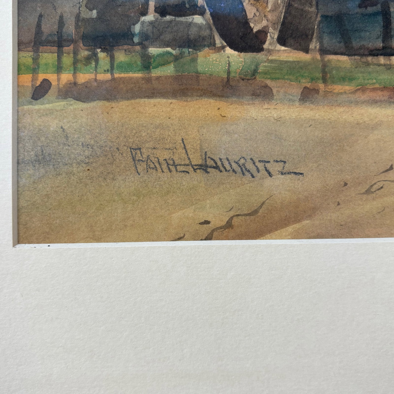 Paul Lauritz Original Watercolor - Rural Landscape With Bare Trees, Early-Mid 20th Century - 2