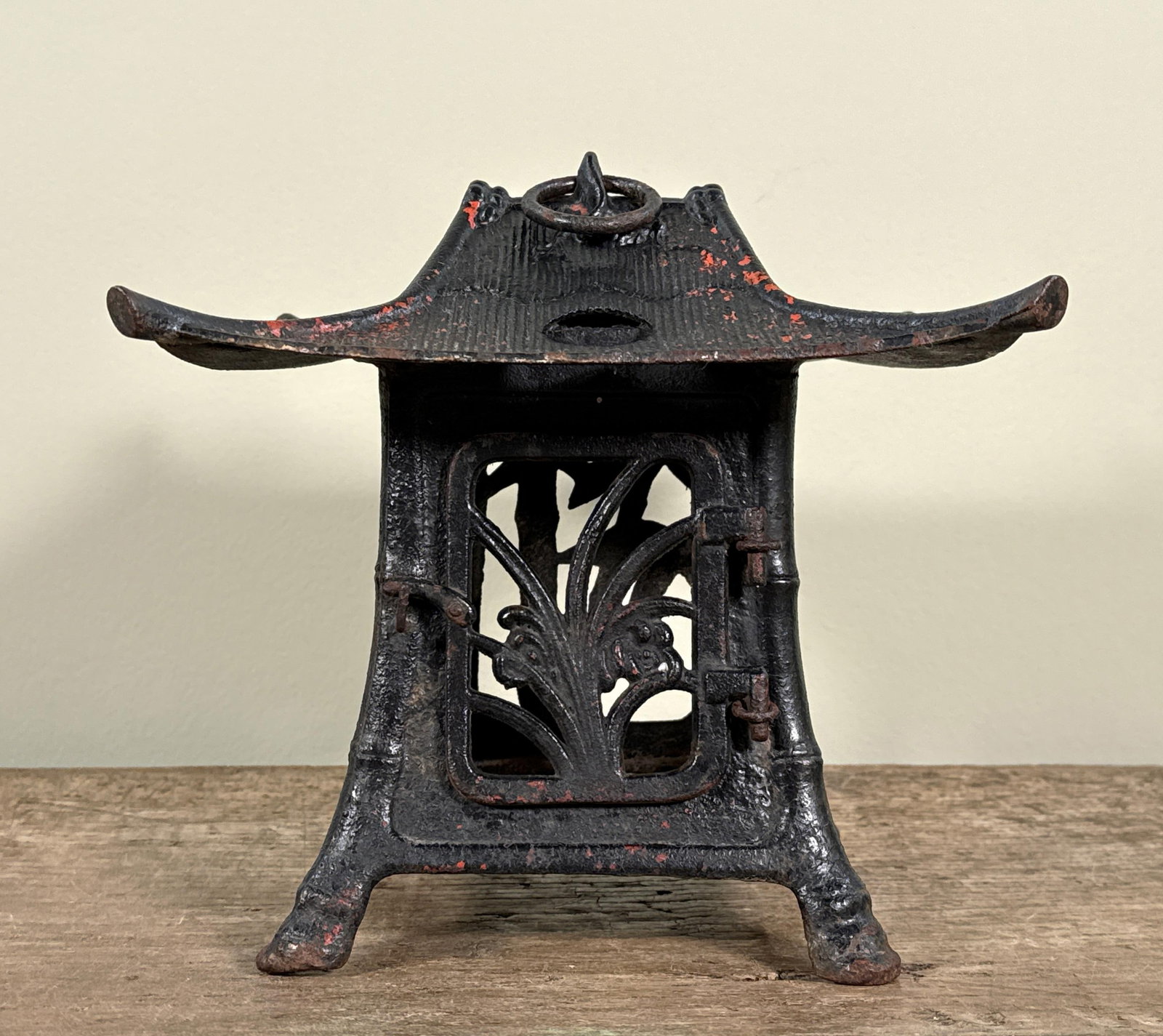 Vintage Japanese Cast Iron Pagoda Lantern Sculpture - 2