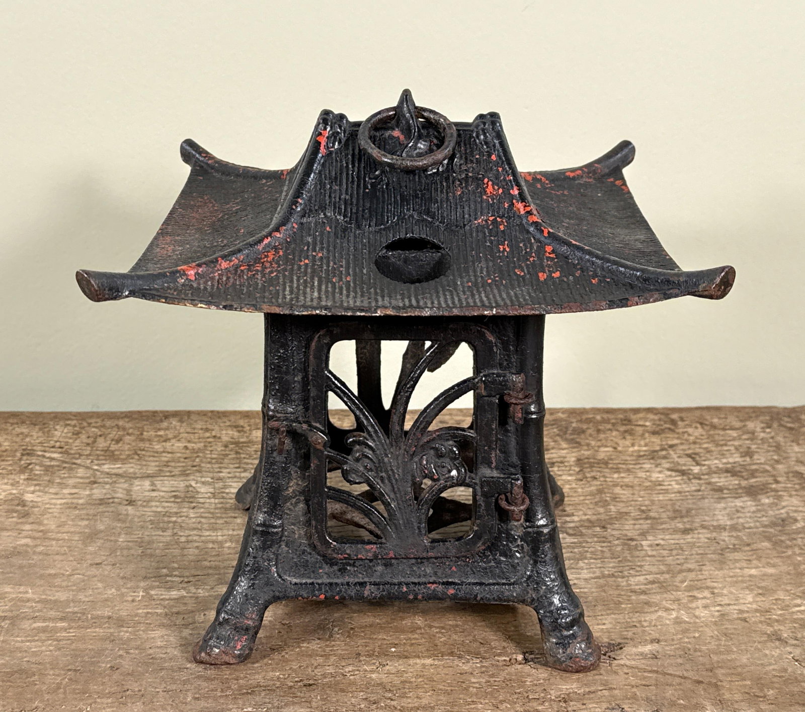 Vintage Japanese Cast Iron Pagoda Lantern Sculpture - 8