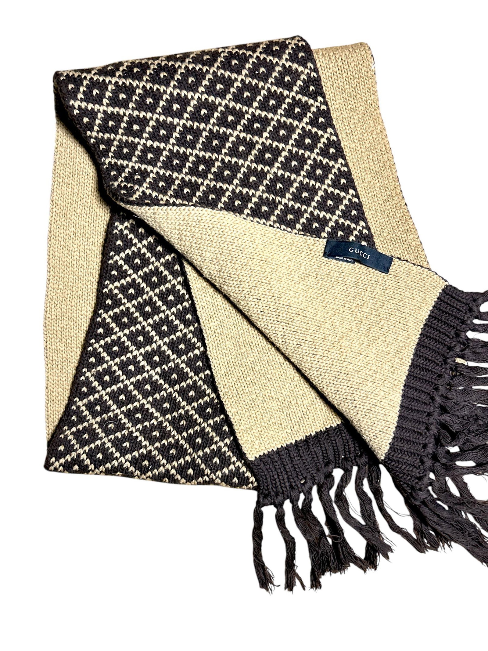 Vintage 1990's Gucci 100% Wool Winter Scarf Made in Italy - 2