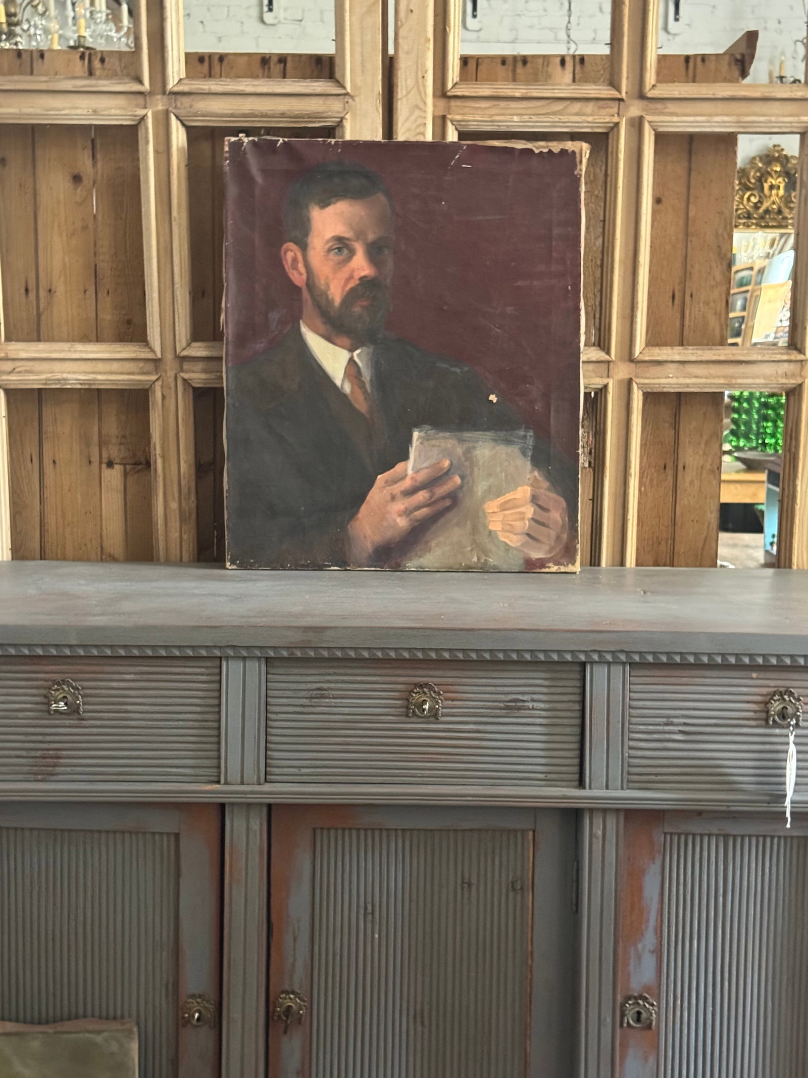 Vintage Portrait Painting by Frank Tolles Chamberlin – Oil on Canvas – Bearded Gentleman - 7