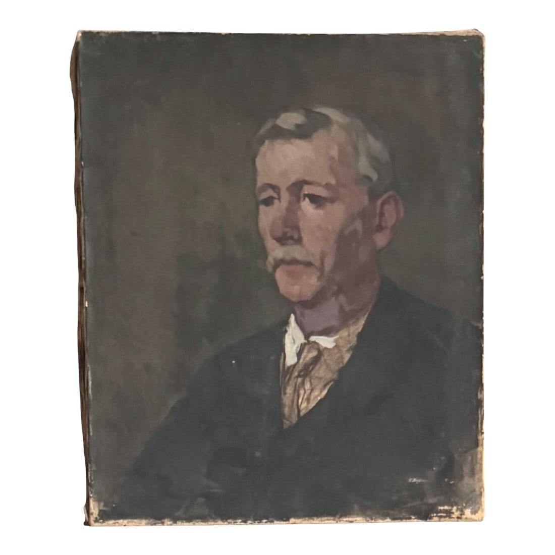 Frank Tolles Chamberlin (1873–1961) – Portrait of a Gentleman – Oil on Canvas: Original oil on canvas portrait by listed American artist Frank Tolles Chamberlin (1873–1961). Born in Chelsea, Massachusetts, Chamberlin studied at the School of the Museum of Fine Arts,
