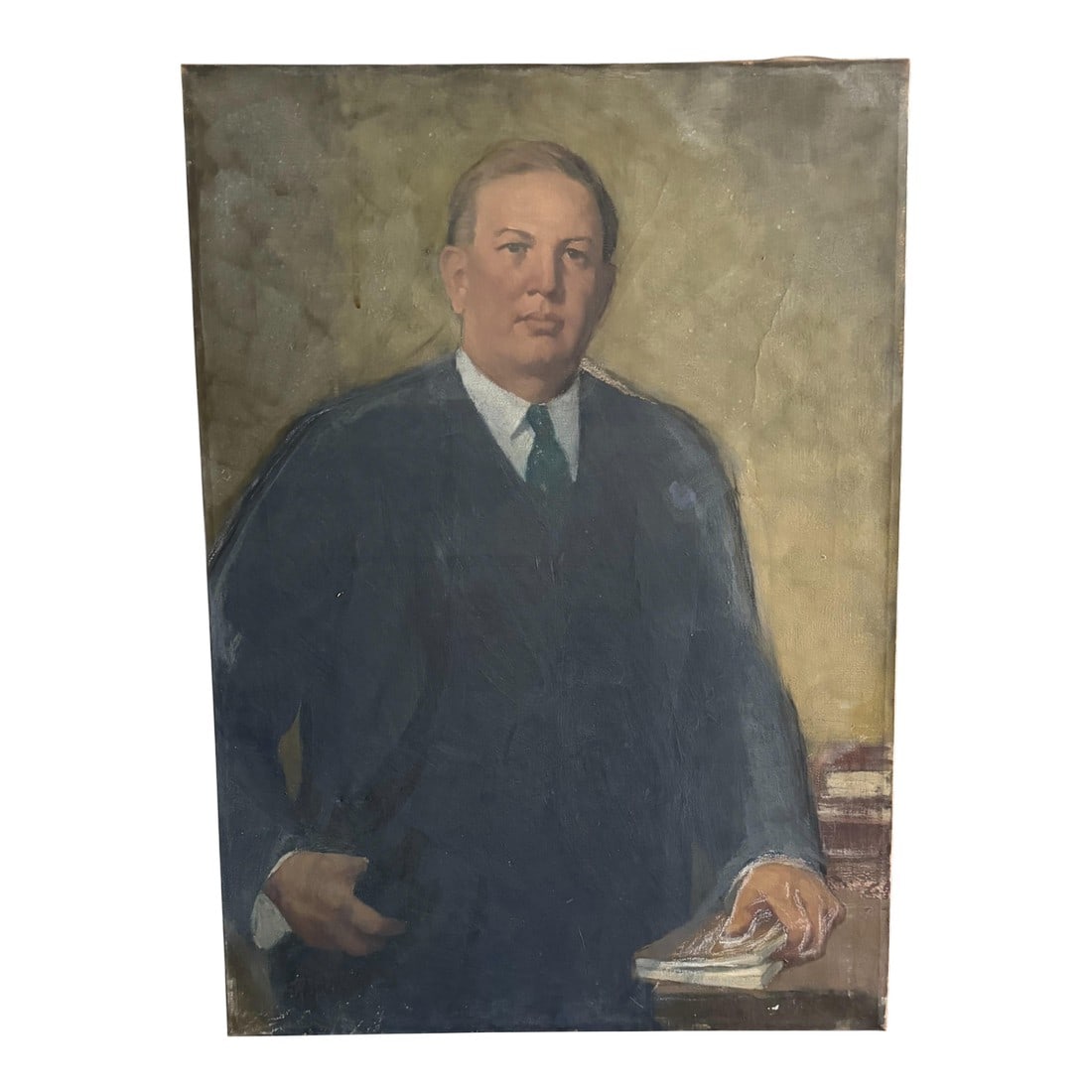 Frank Tolles Chamberlin (1873–1961) – Portrait of an Executive – Oil on Canvas: Original oil on canvas portrait by listed American artist Frank Tolles Chamberlin (1873–1961). Born in Chelsea, Massachusetts, Chamberlin studied at the School of the Museum of Fine Arts,