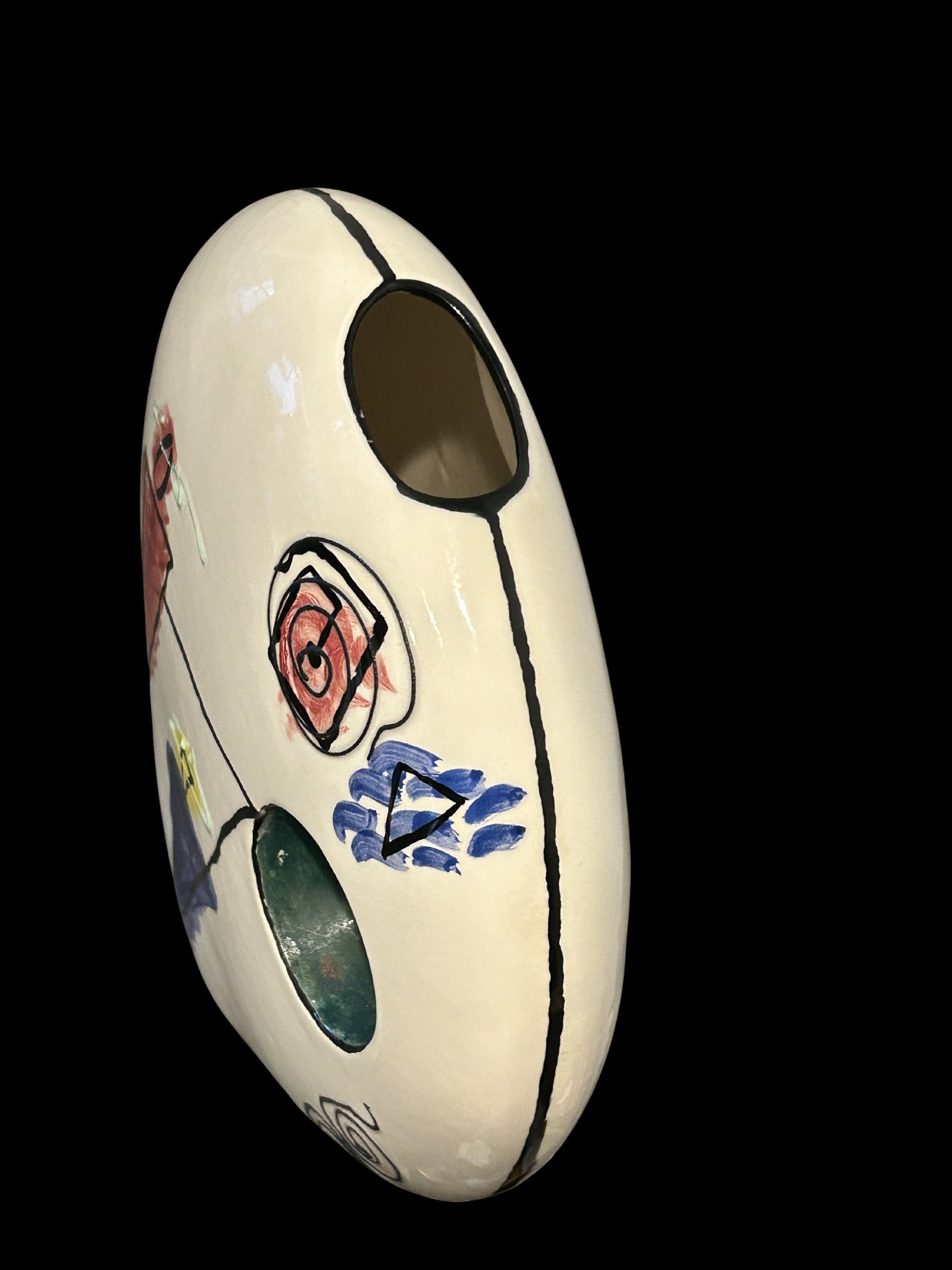 Late 20th Century MCM Abstract Face Vase – Contemporary Studio Art Ceramic Sculpture With - 2