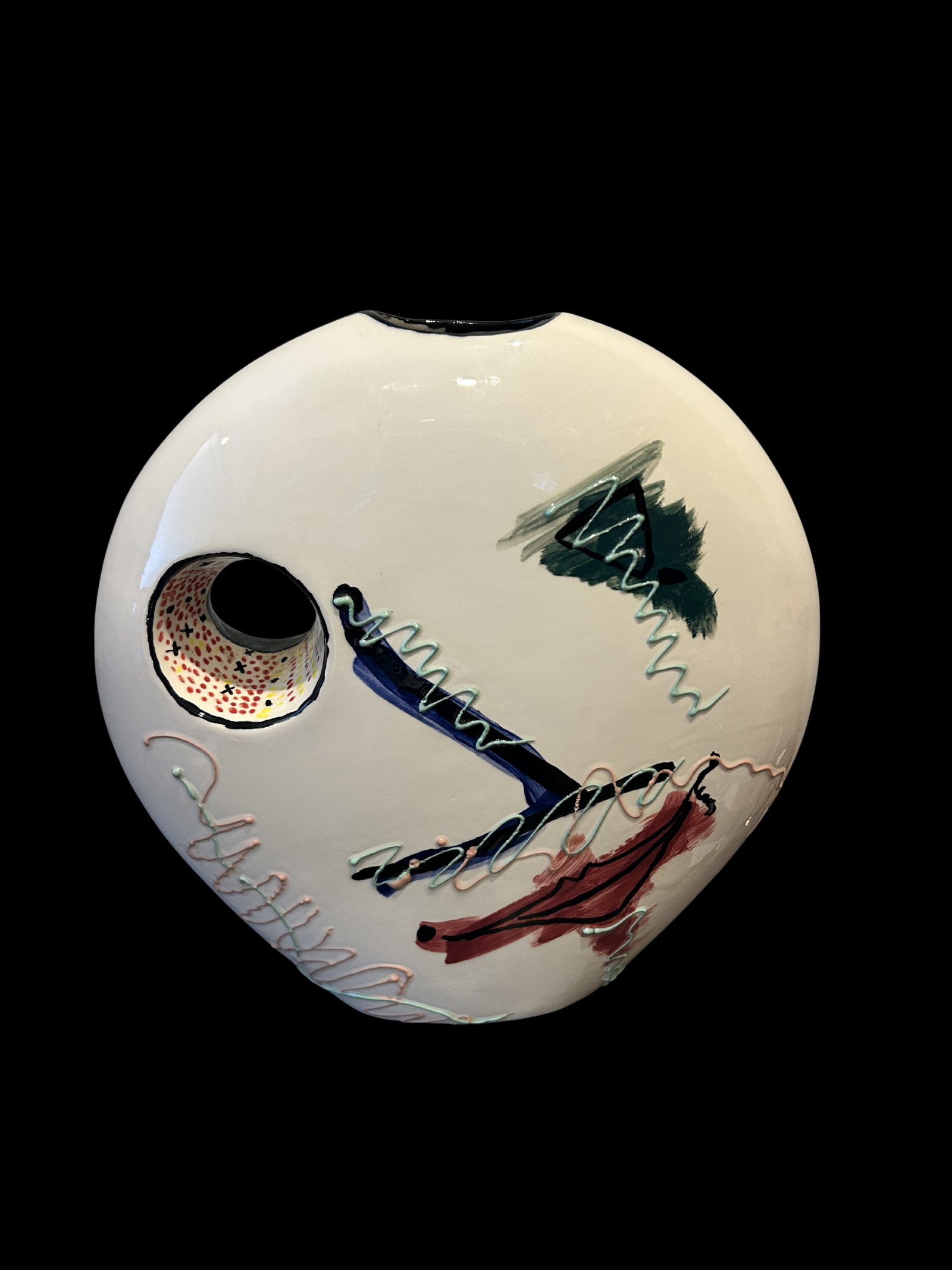 Late 20th Century MCM Abstract Face Vase – Contemporary Studio Art Ceramic Sculpture With - 3