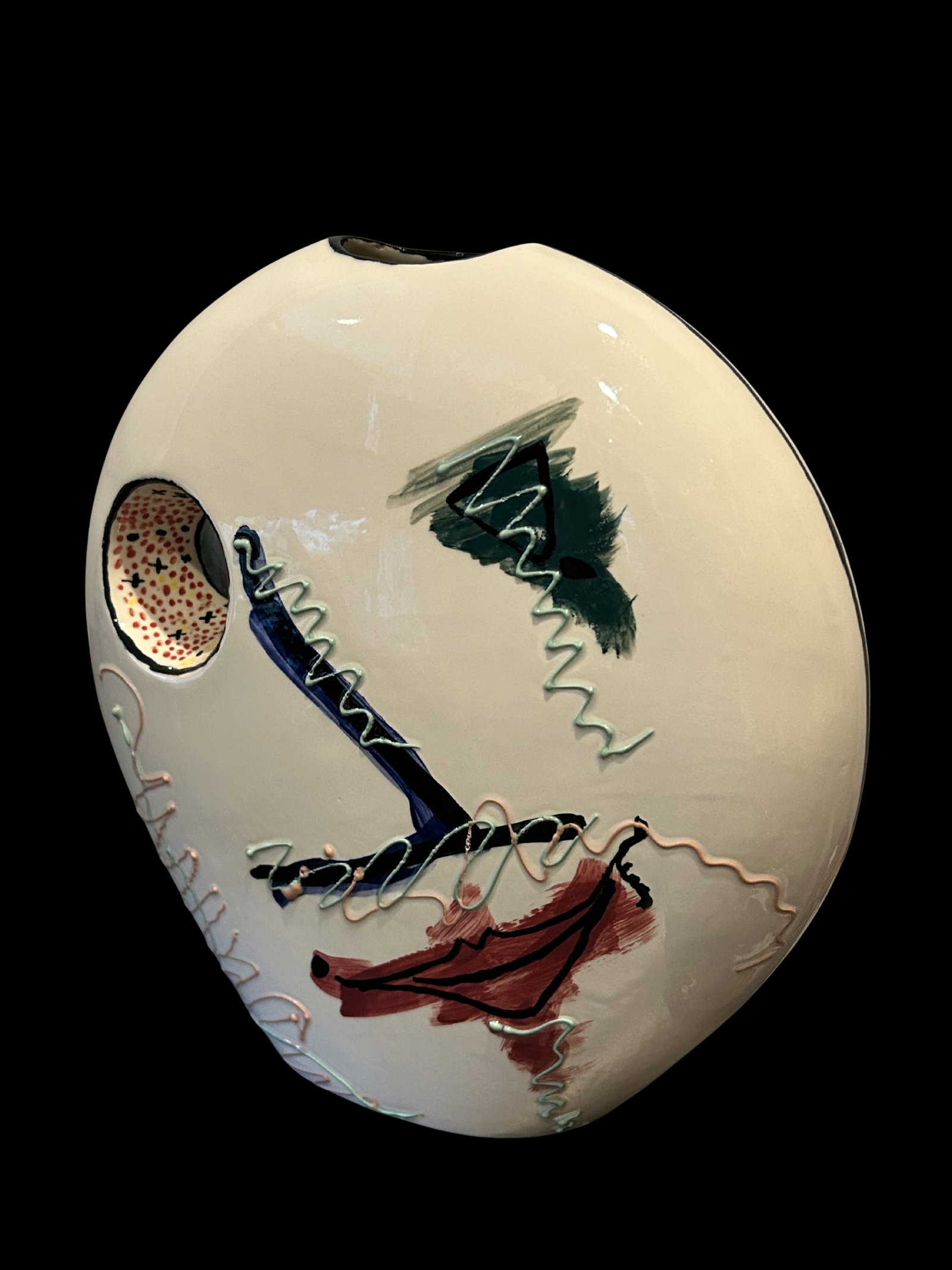 Late 20th Century MCM Abstract Face Vase – Contemporary Studio Art Ceramic Sculpture With - 4