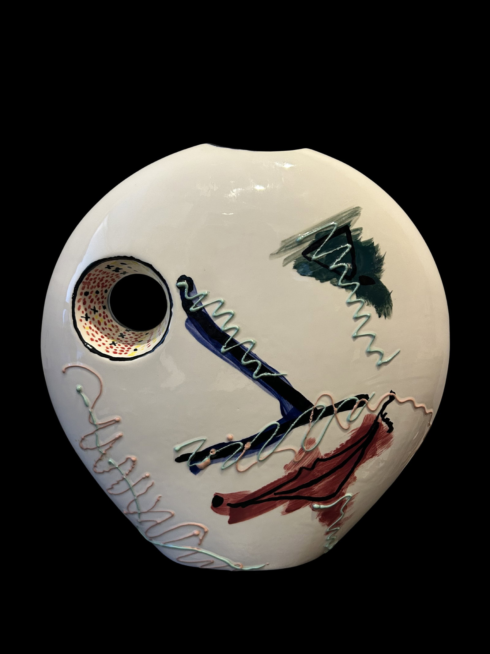 Late 20th Century MCM Abstract Face Vase – Contemporary Studio Art Ceramic Sculpture With - 5
