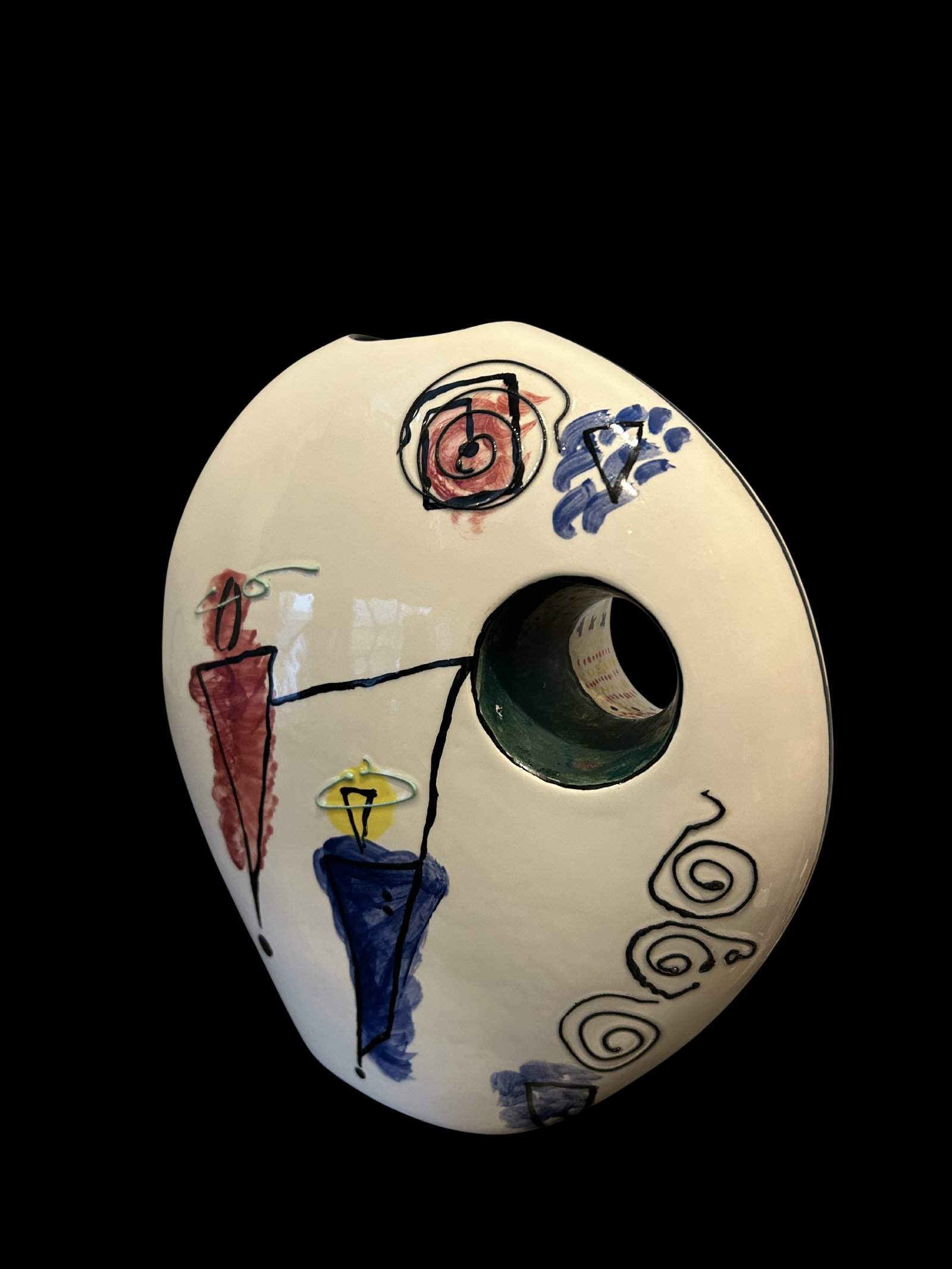Late 20th Century MCM Abstract Face Vase – Contemporary Studio Art Ceramic Sculpture With - 6